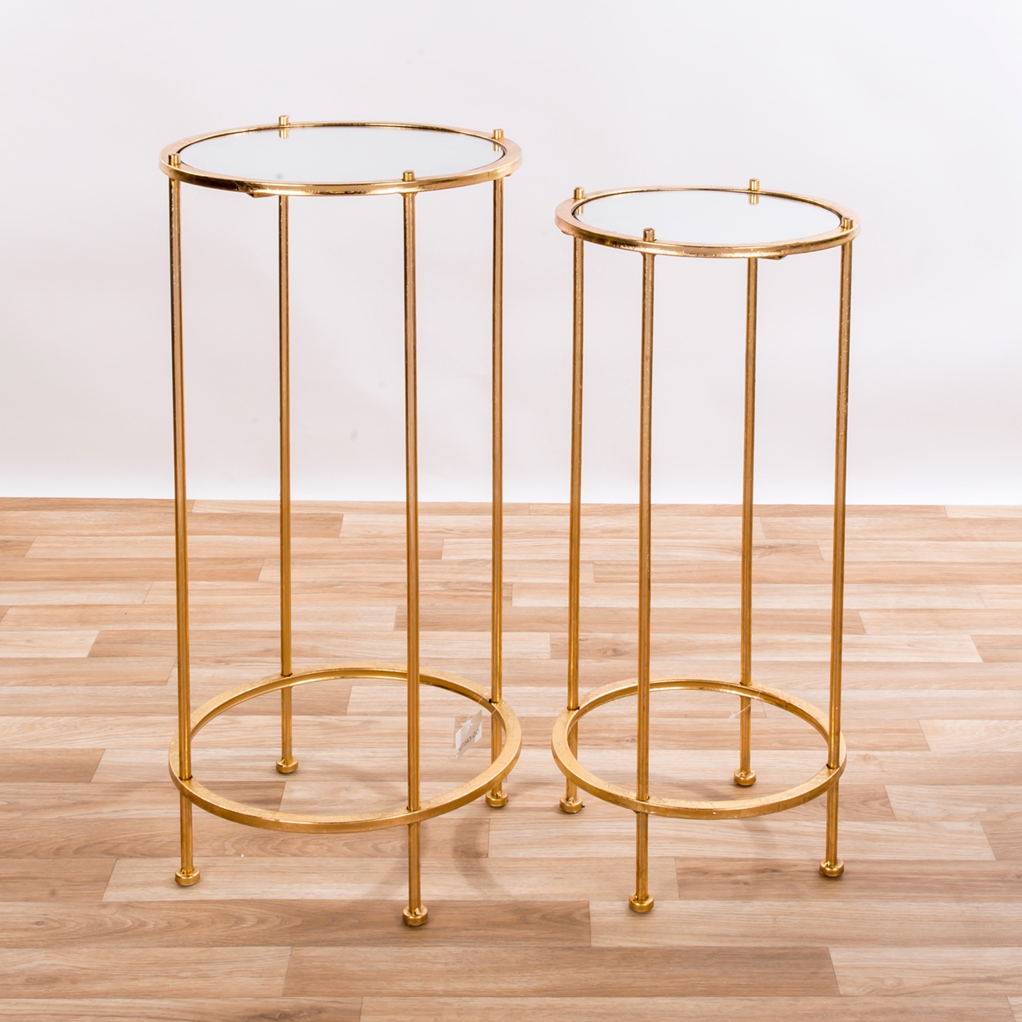 Gold Gilt Leaf Parisienne Metal Nests of Tables - set of two