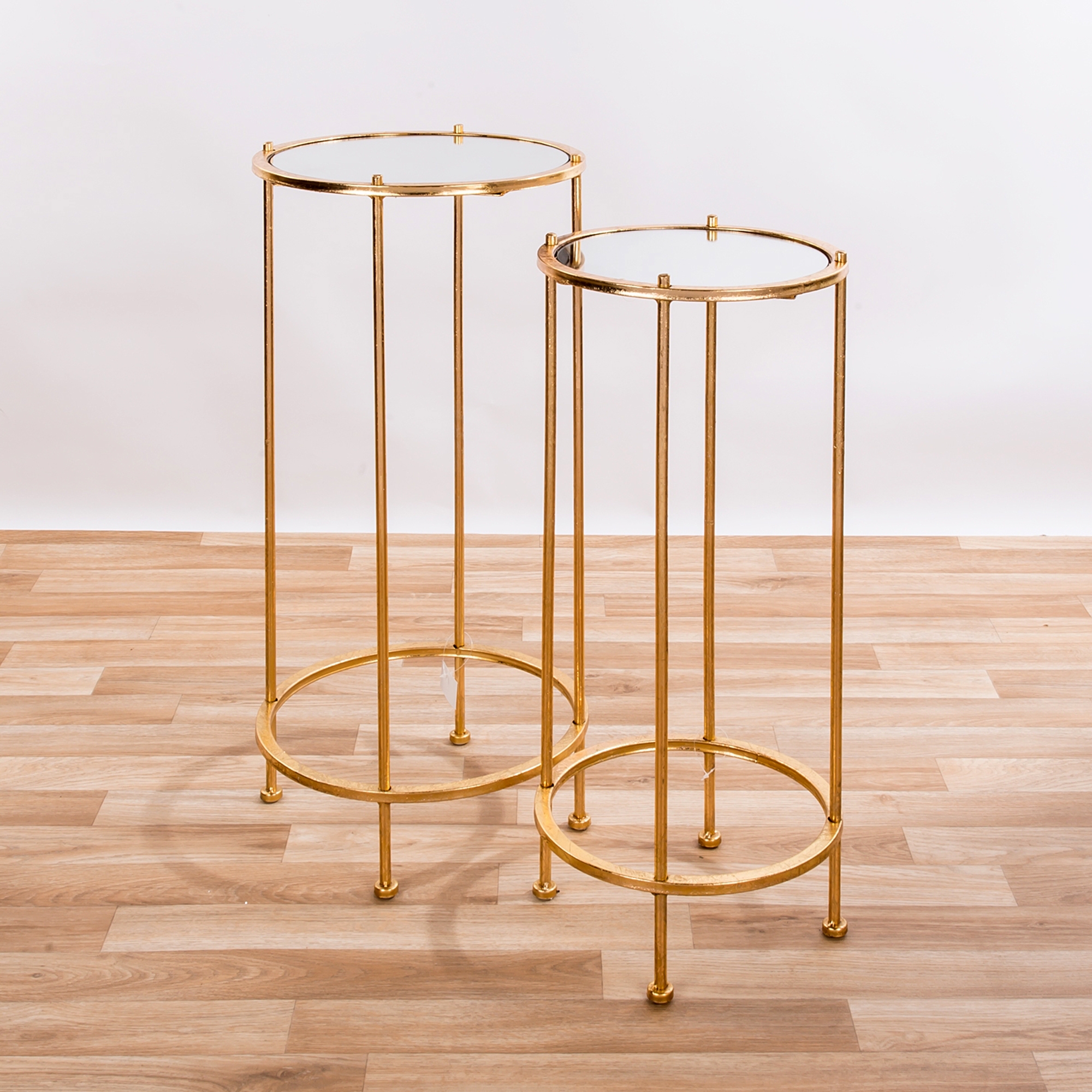 Gold Gilt Leaf Parisienne Metal Nests of Tables - set of two