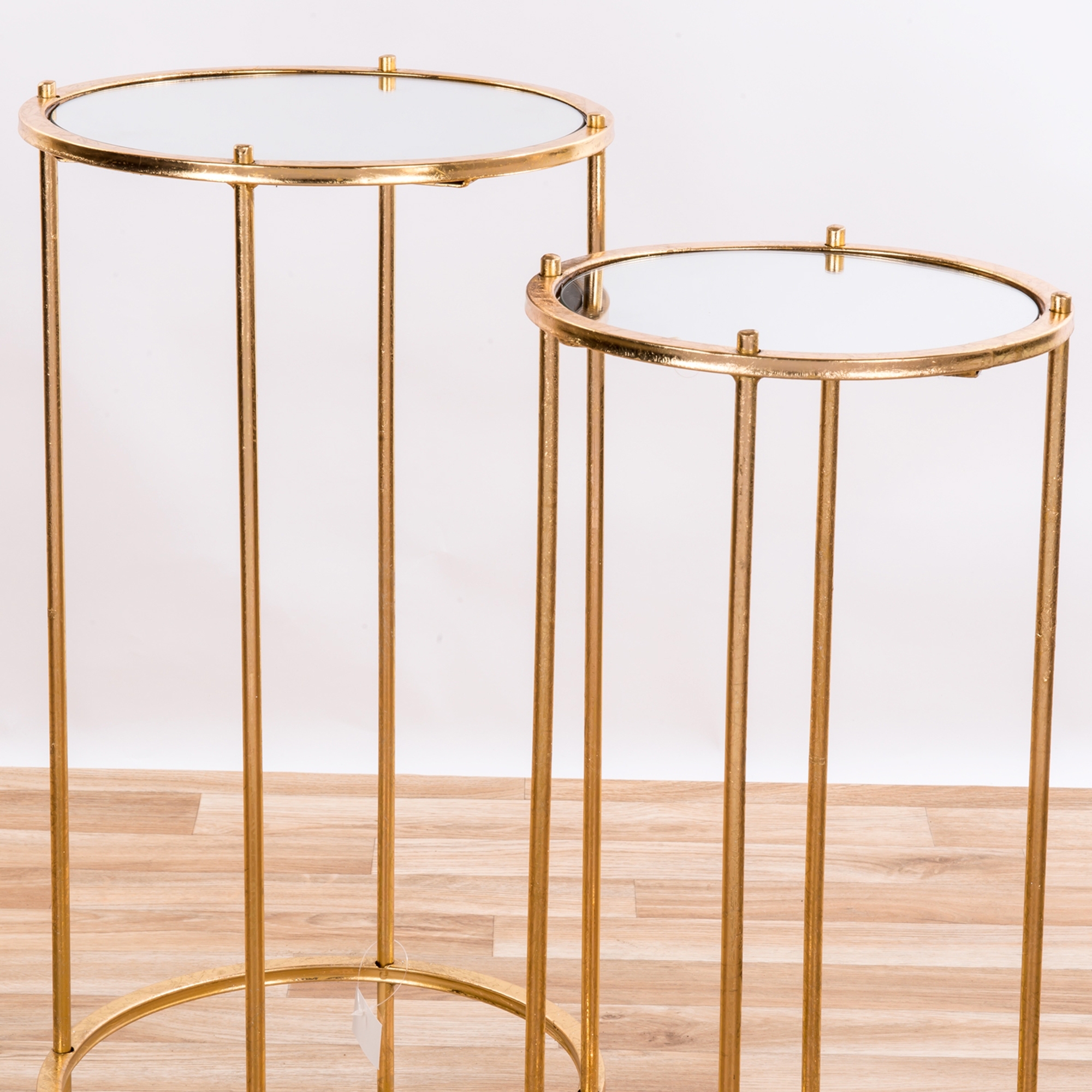 Gold Gilt Leaf Parisienne Metal Nests of Tables - set of two