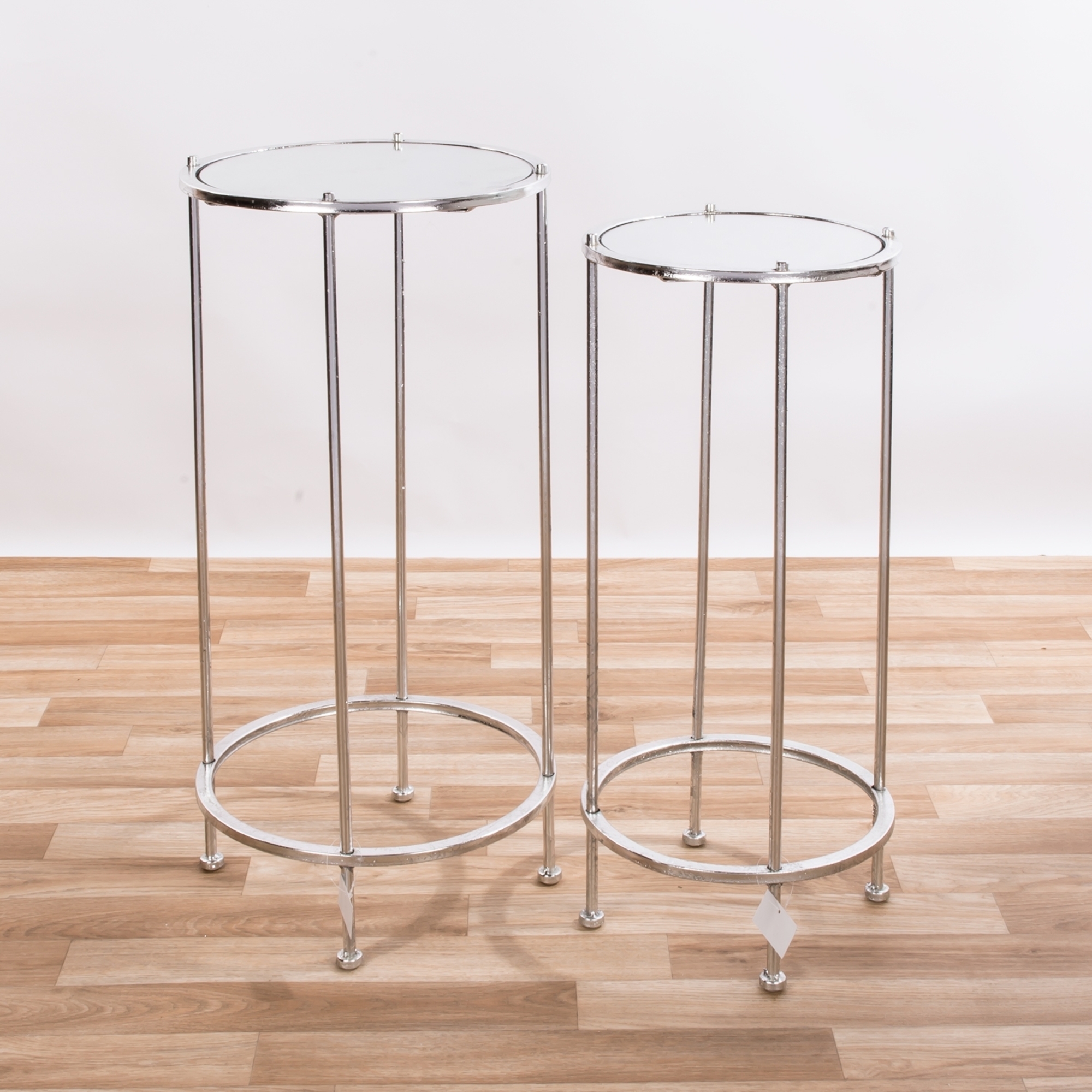 Gin Shu Silver Gilt Leaf Parisienne Metal Nest of Tables