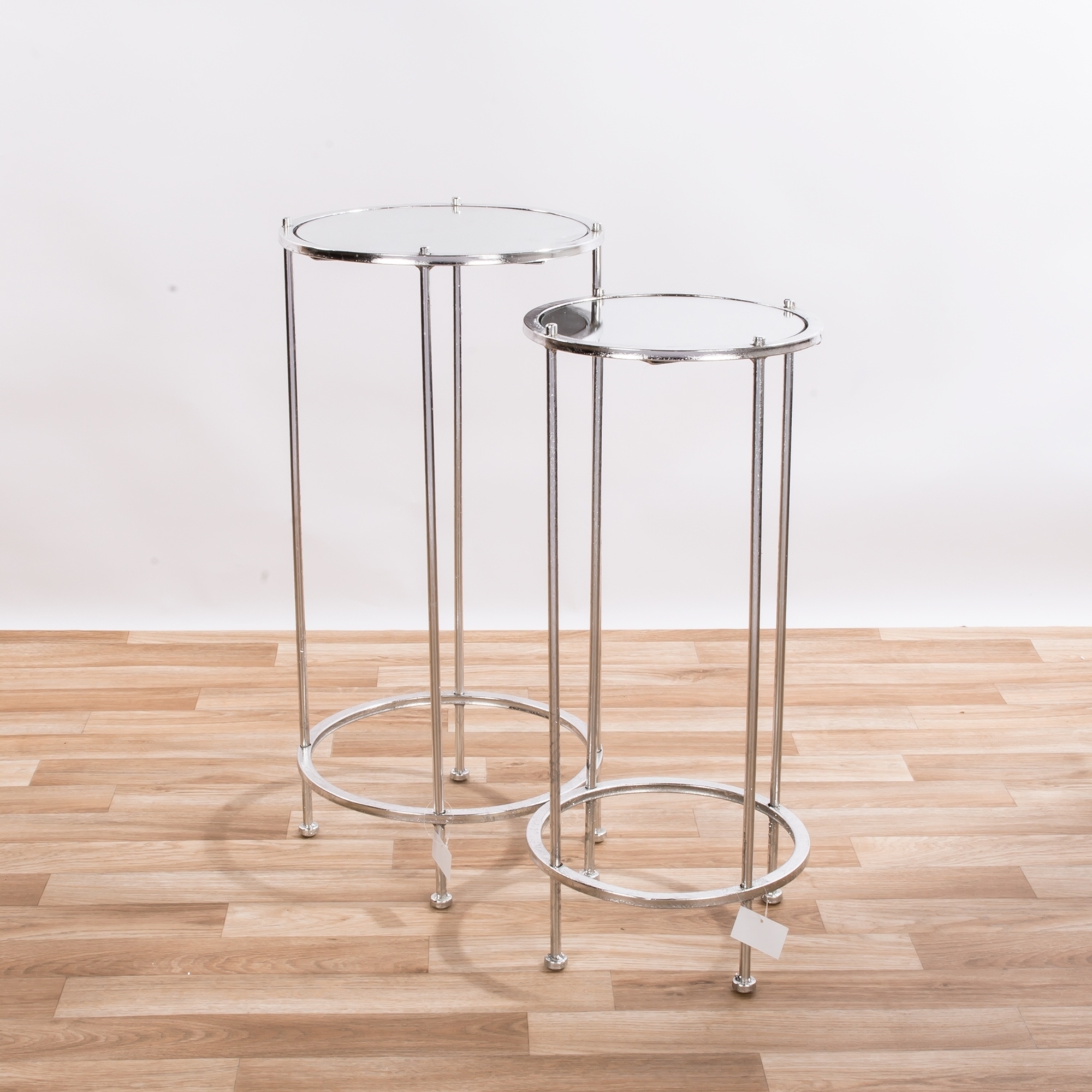 Gin Shu Silver Gilt Leaf Parisienne Metal Nest of Tables