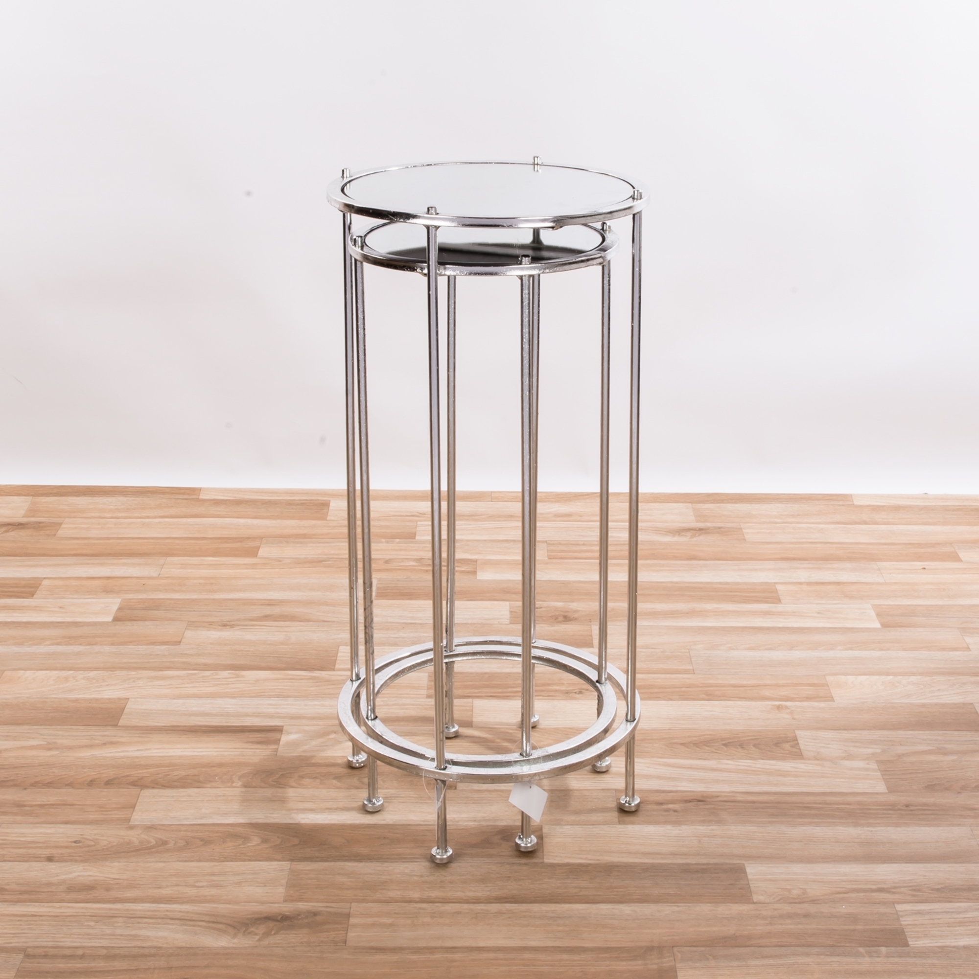 Gin Shu Silver Gilt Leaf Parisienne Metal Nest of Tables