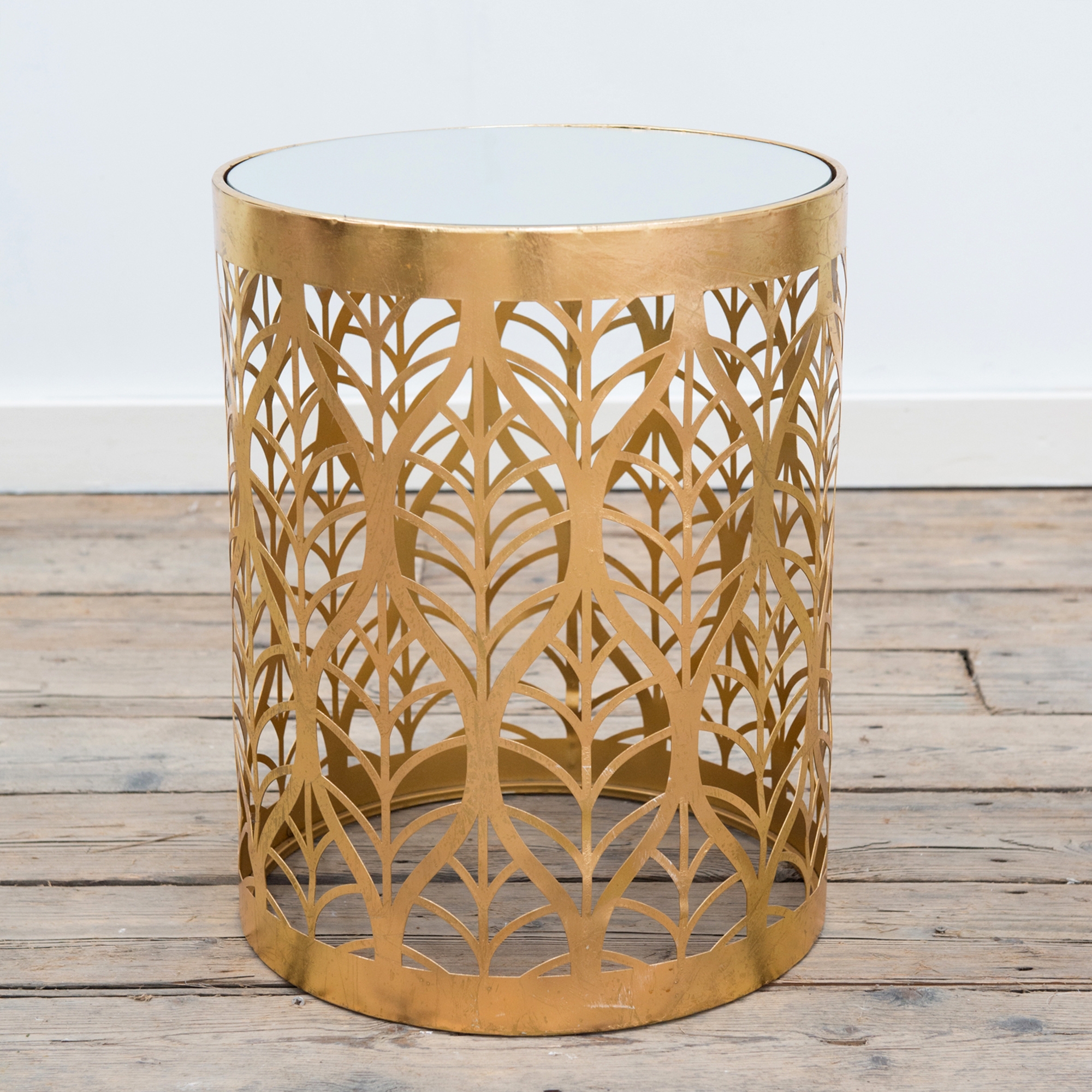 Gold Gilt Leaf Parisienne Metal Nests of Tables - set of two