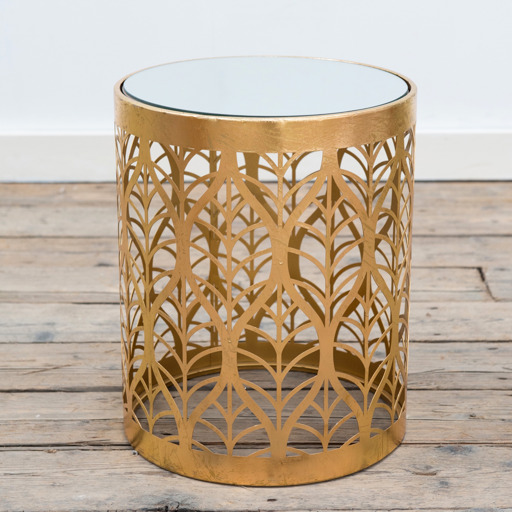 Gold Gilt Leaf Parisienne Metal Nests of Tables - set of two