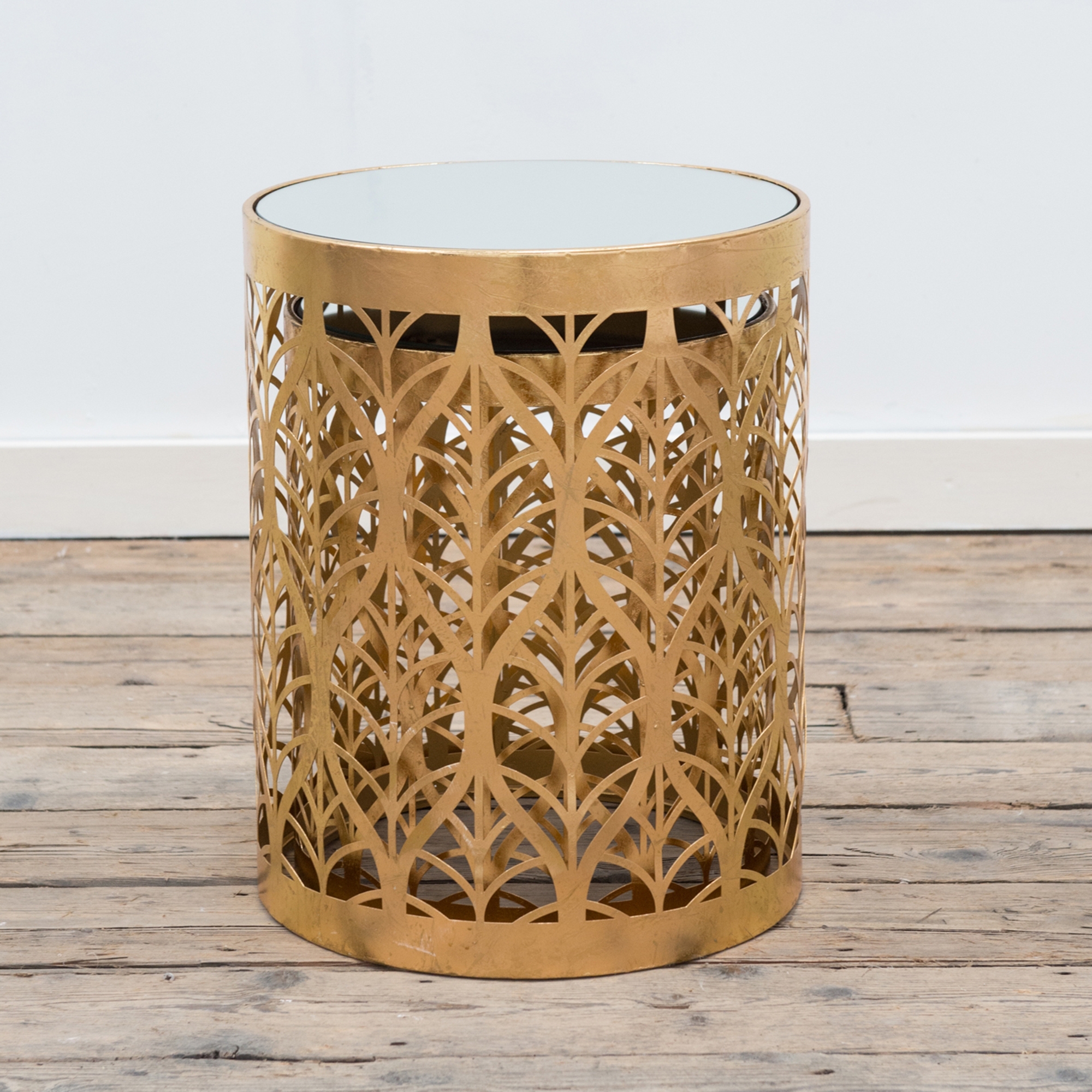 Gin Shu Metal Nest of Tables - Gold Gilt Leaf