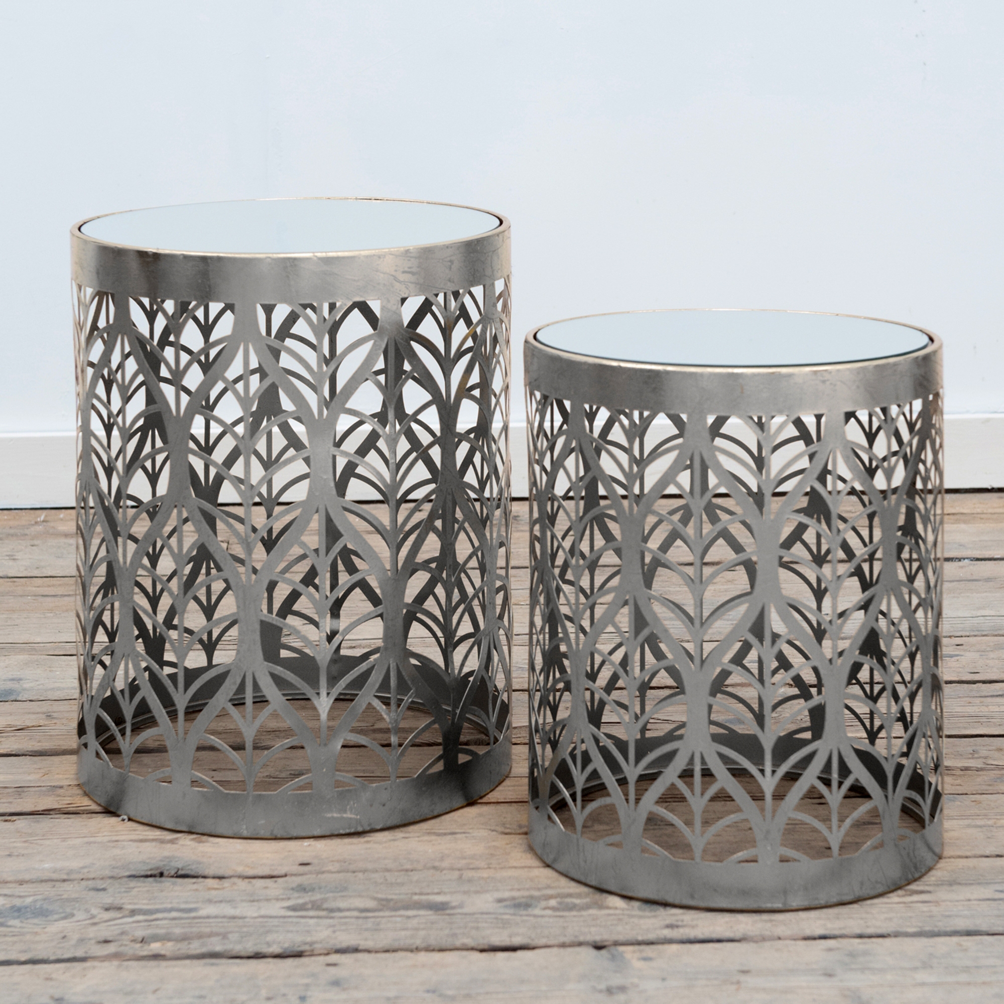Gin Shu Metal Small Side Table - Silver Gilt Leaf