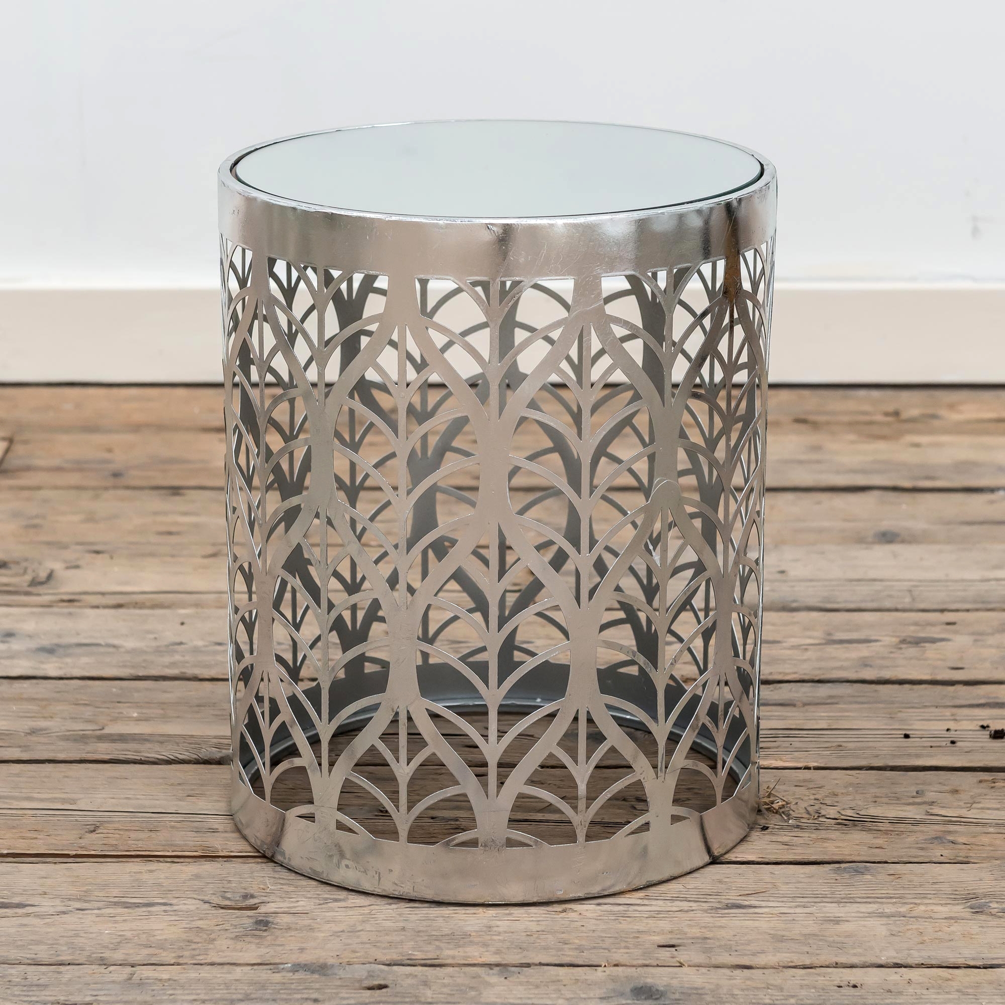 Gin Shu Metal Small Side Table - Silver Gilt Leaf