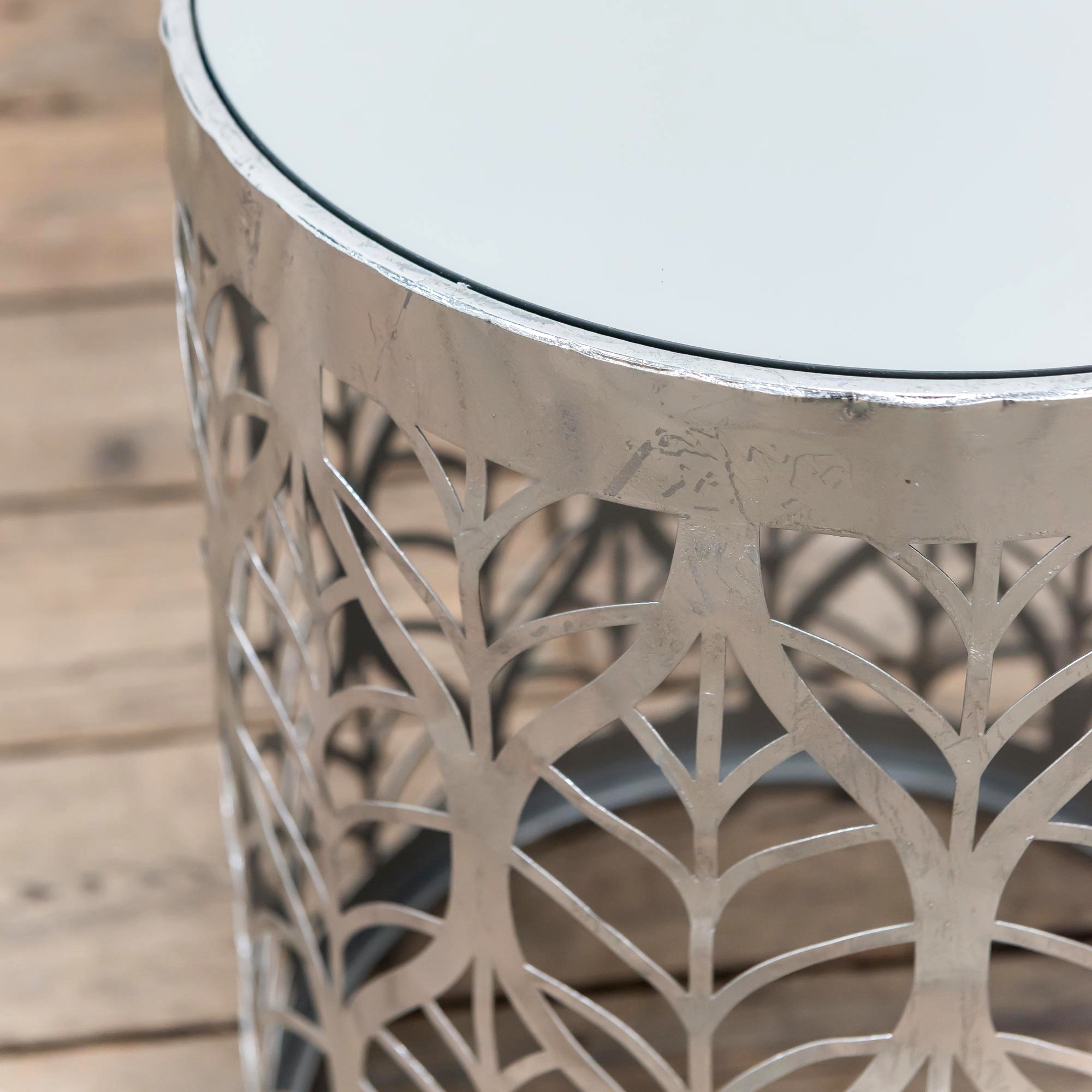 Gin Shu Metal Large Side Table - Silver Gilt Leaf