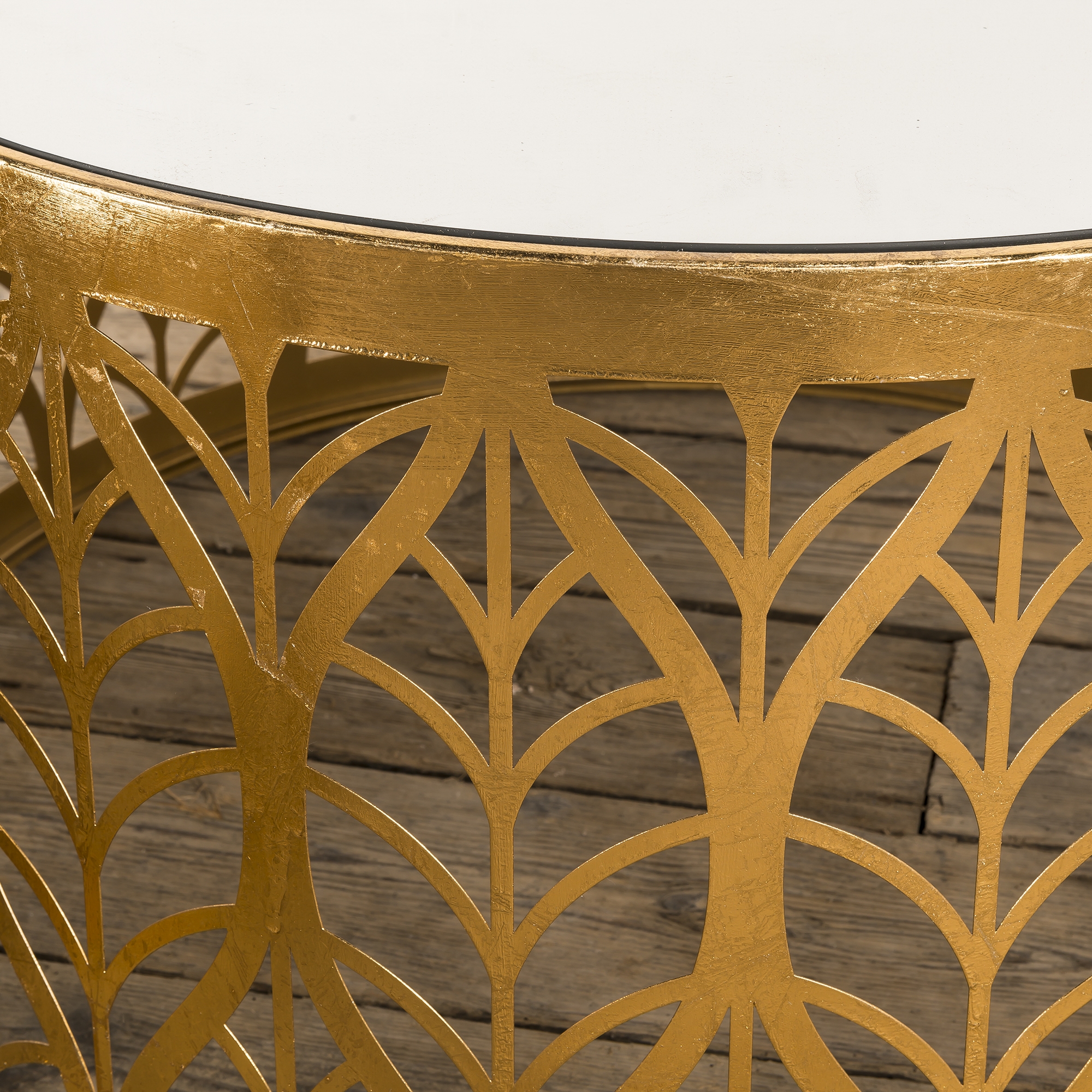 Gin Shu Metal Nest of Coffee Tables - Gold Gilt Leaf