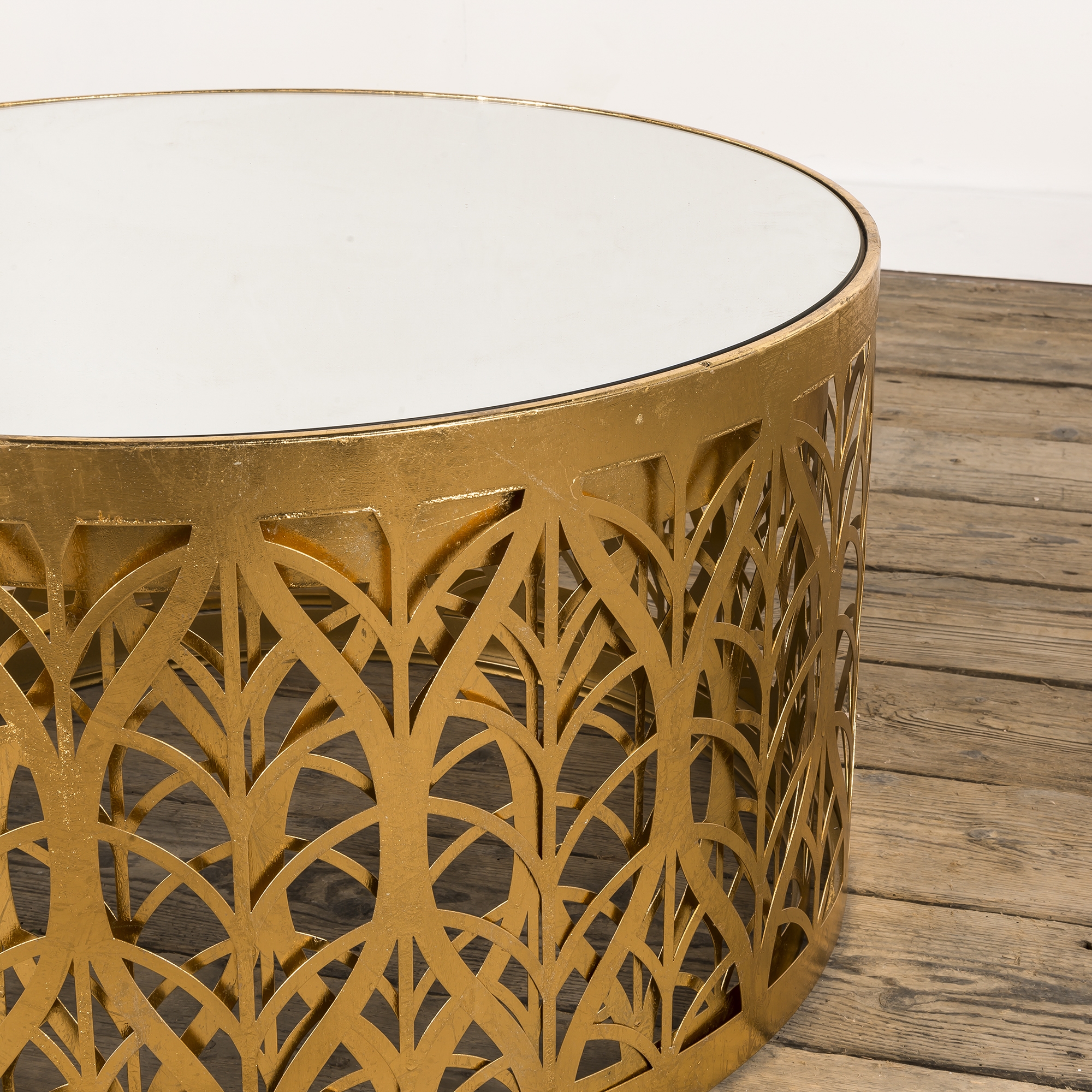Gin Shu Metal Nest of Coffee Tables - Gold Gilt Leaf