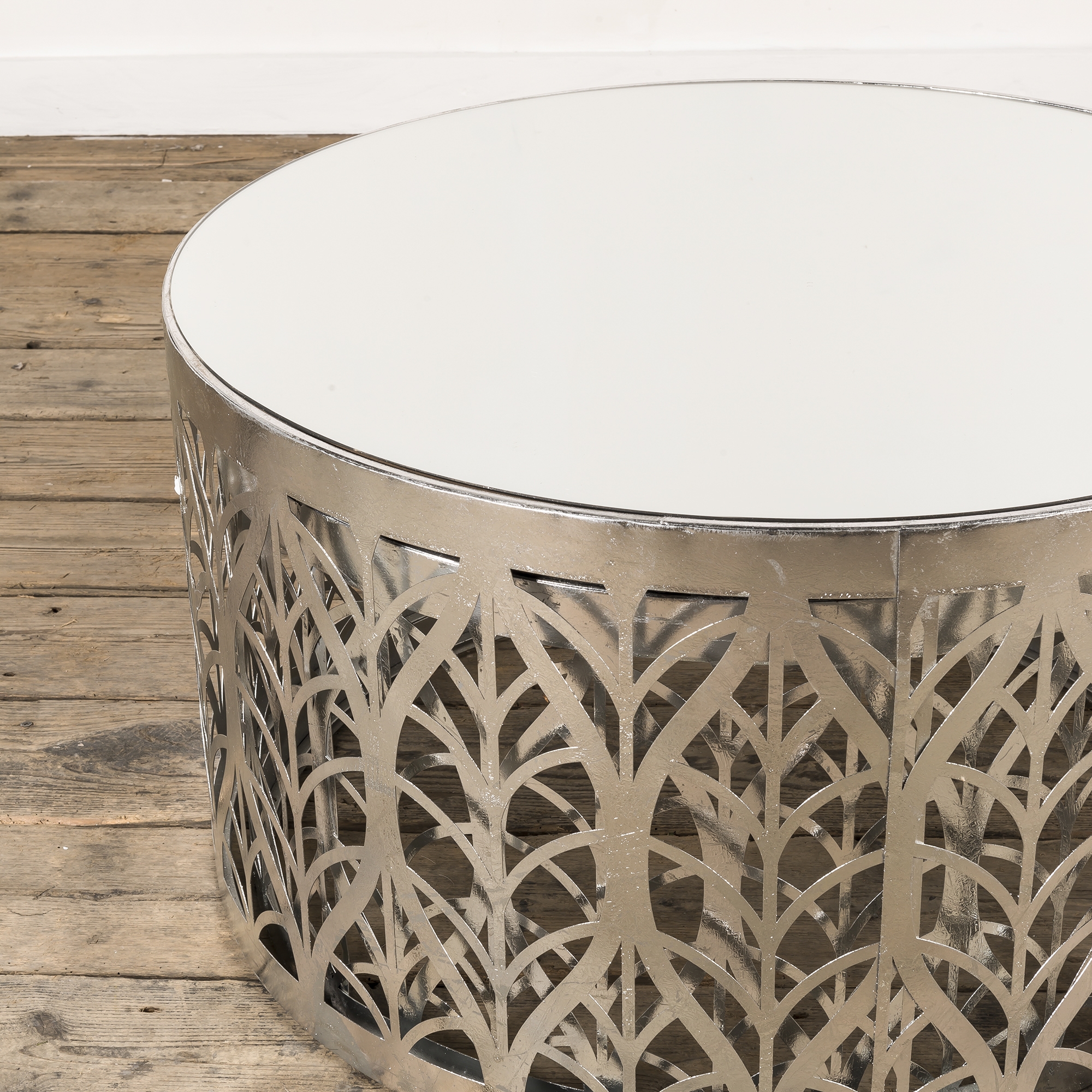 Gin Shu Metal Nest of Coffee Tables - Silver Gilt Leaf