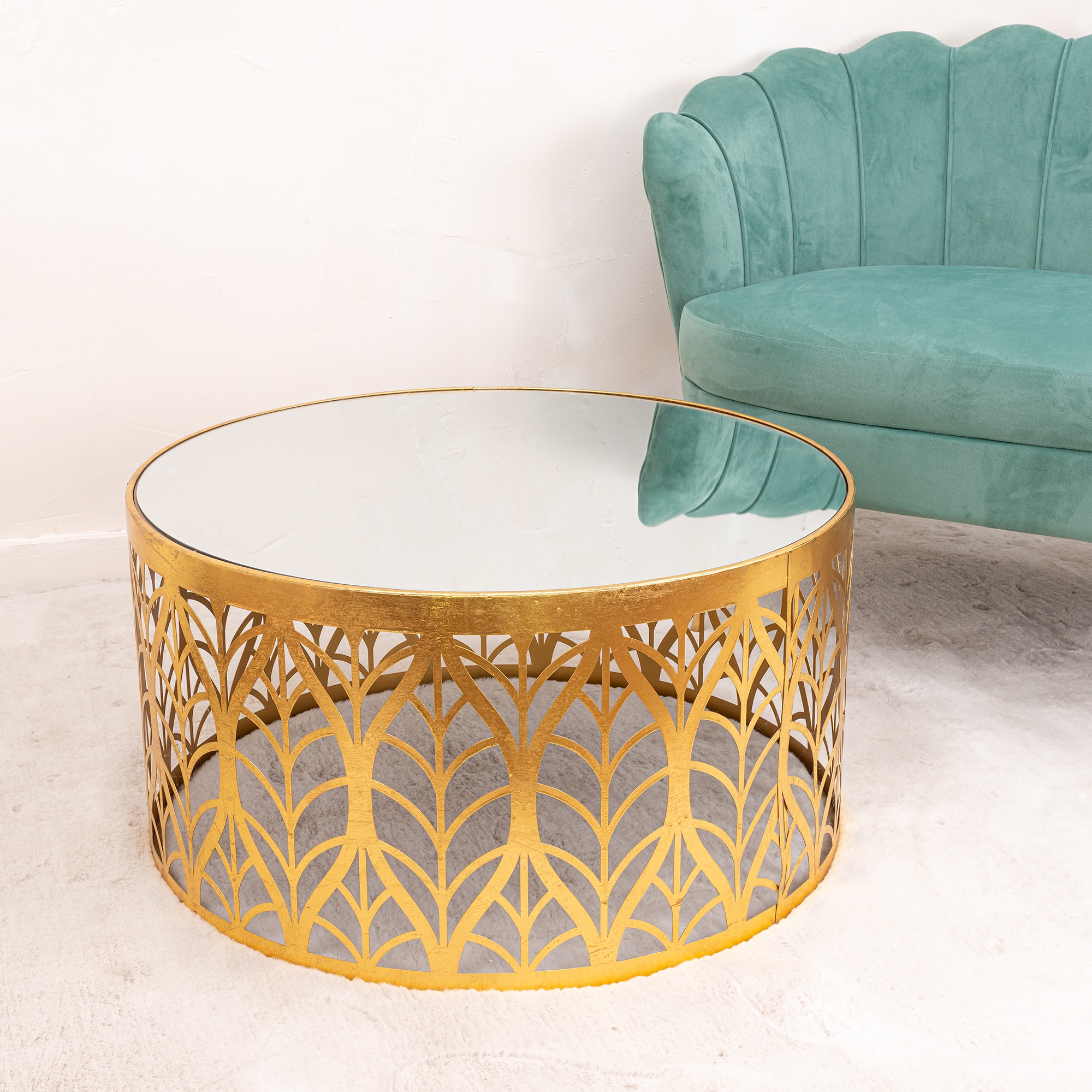 Gin Shu Metal Large Coffee Tables - Gold Gilt Leaf