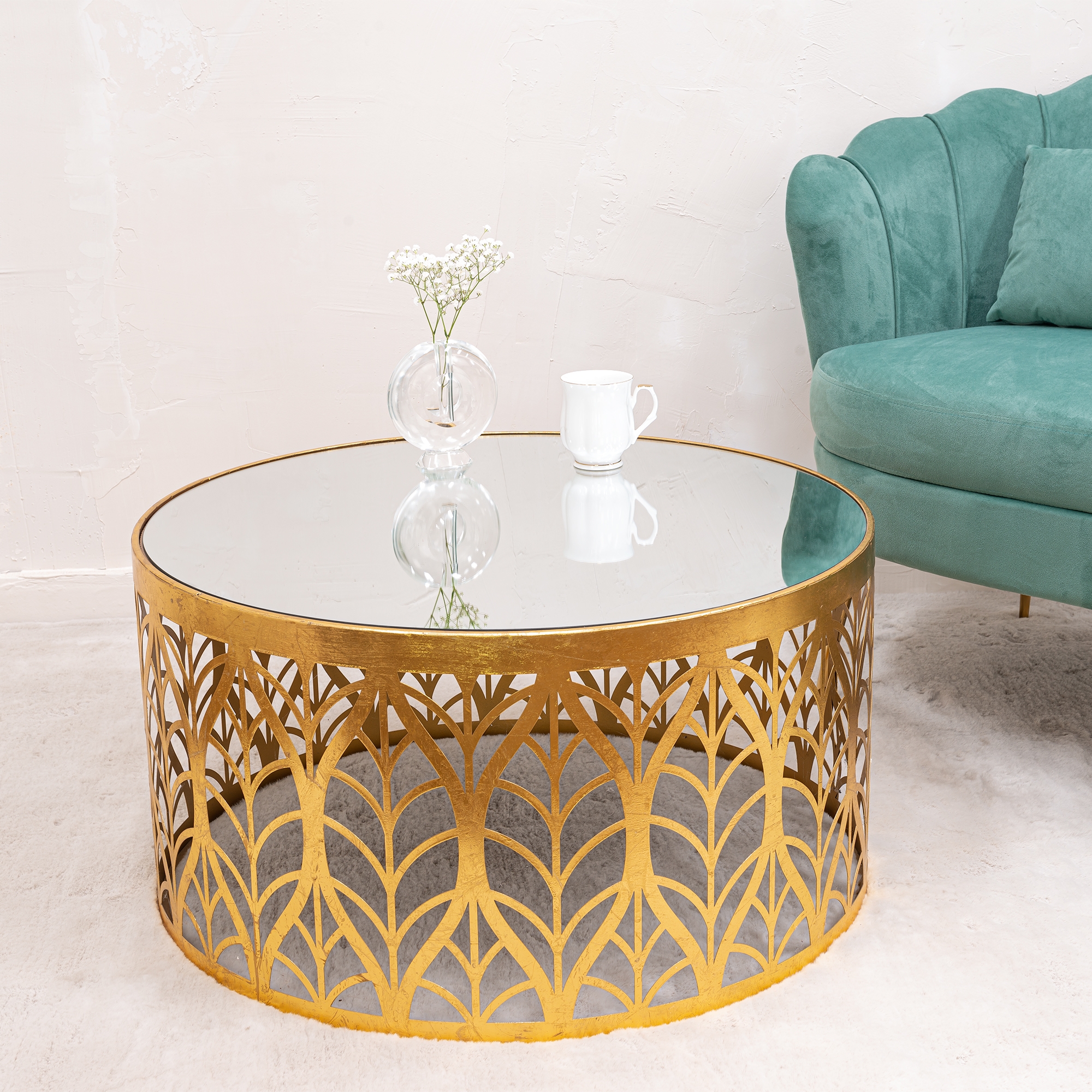 Gin Shu Metal Large Coffee Tables - Gold Gilt Leaf