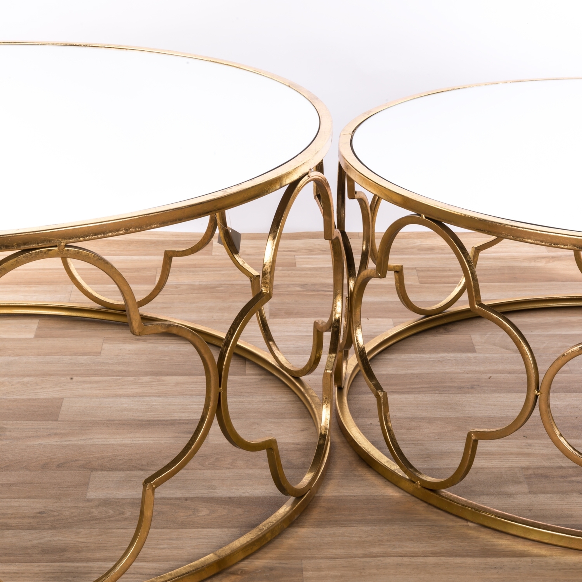 Gin Shu Metal Nest of Coffee Tables - Gold Gilt Leaf