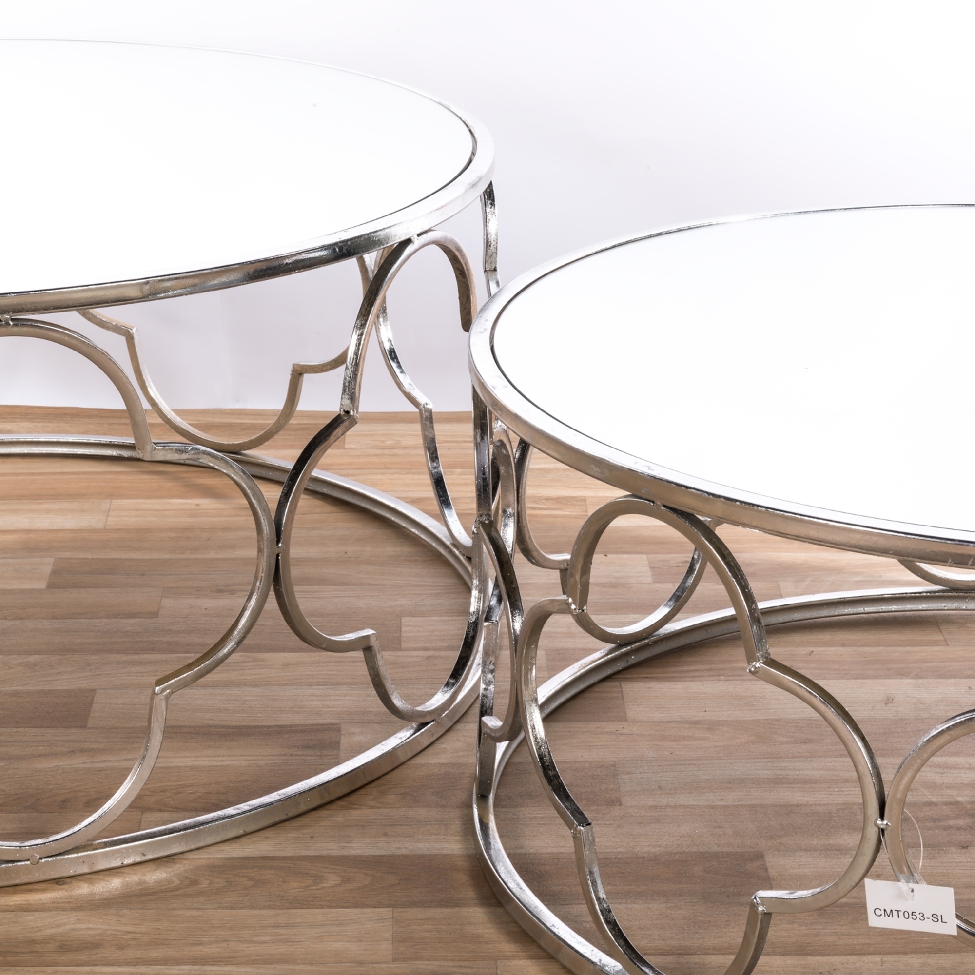 Silver Gilt Leaf Parisienne Metal Nests of Tables - set of two