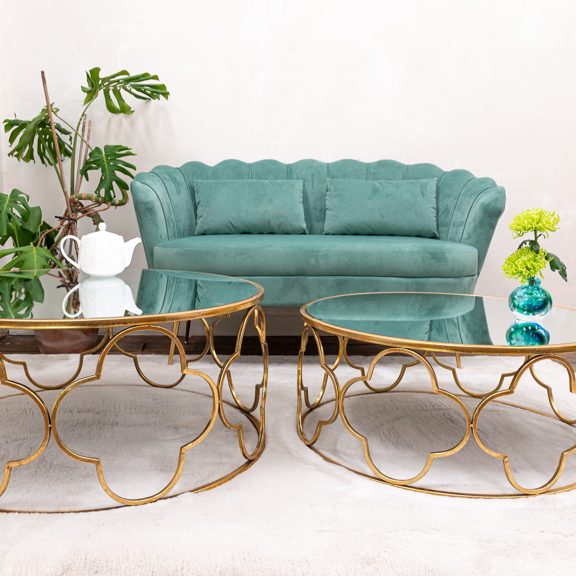 Gin Shu Metal Small Coffee Table Gold Gilt Leaf