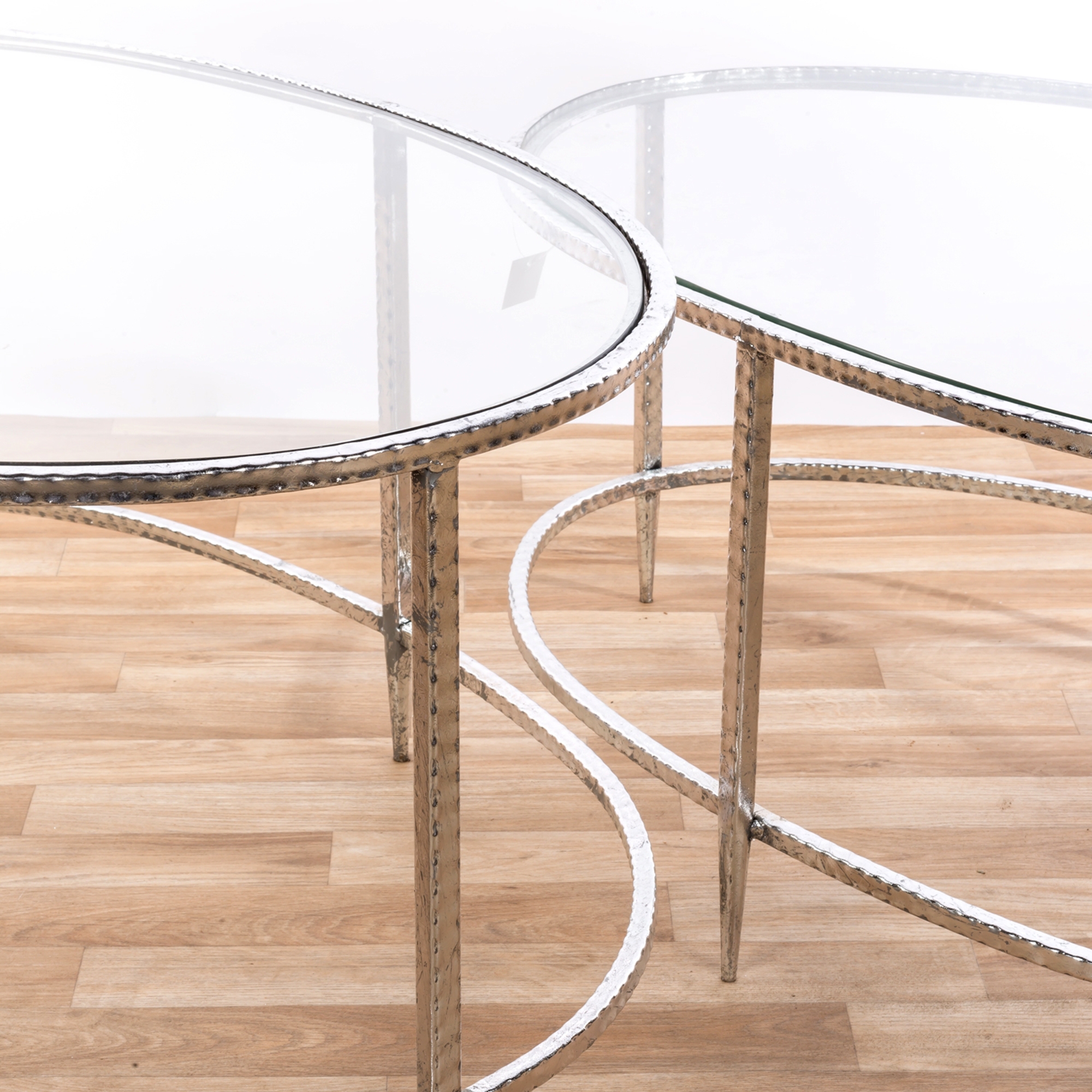 Gin Shu Metal Nest of Coffee Tables - Silver Gilt Leaf EXTRA PACKAGE