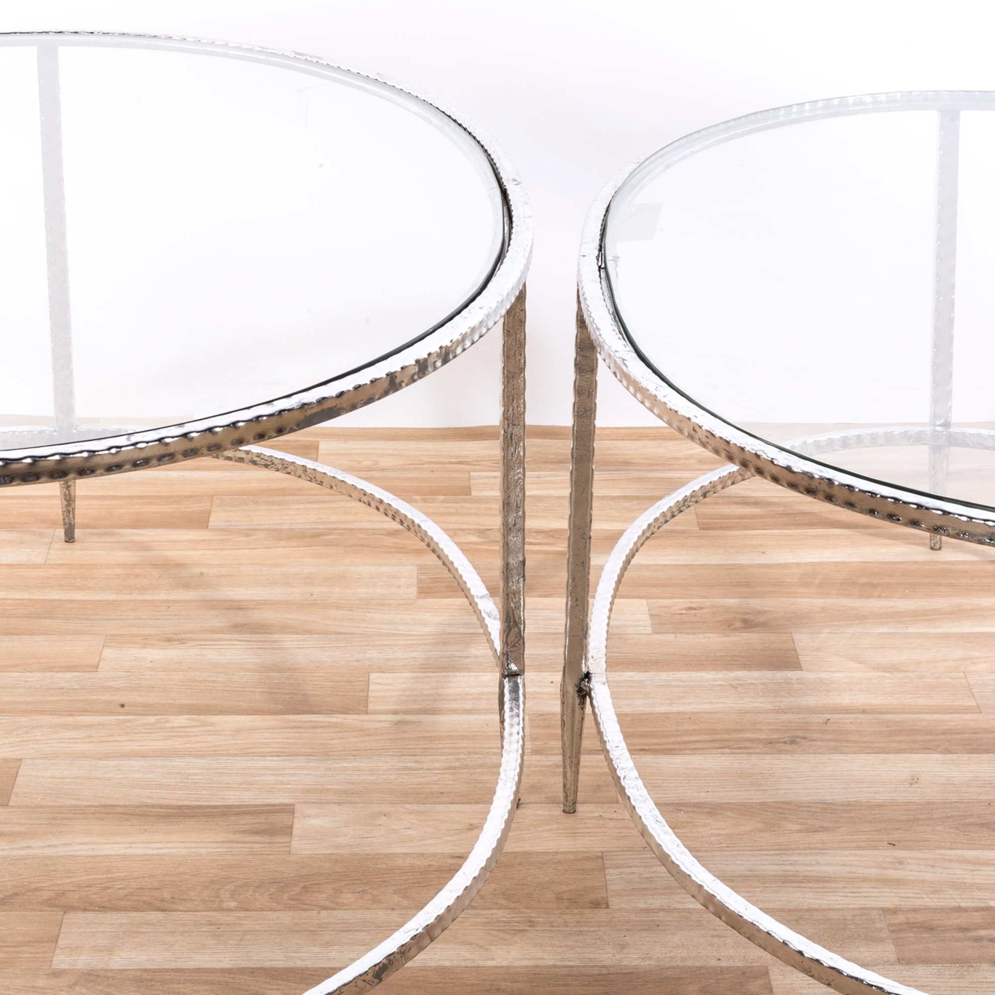 Gin Shu Metal Nest of Coffee Tables - Silver Gilt Leaf