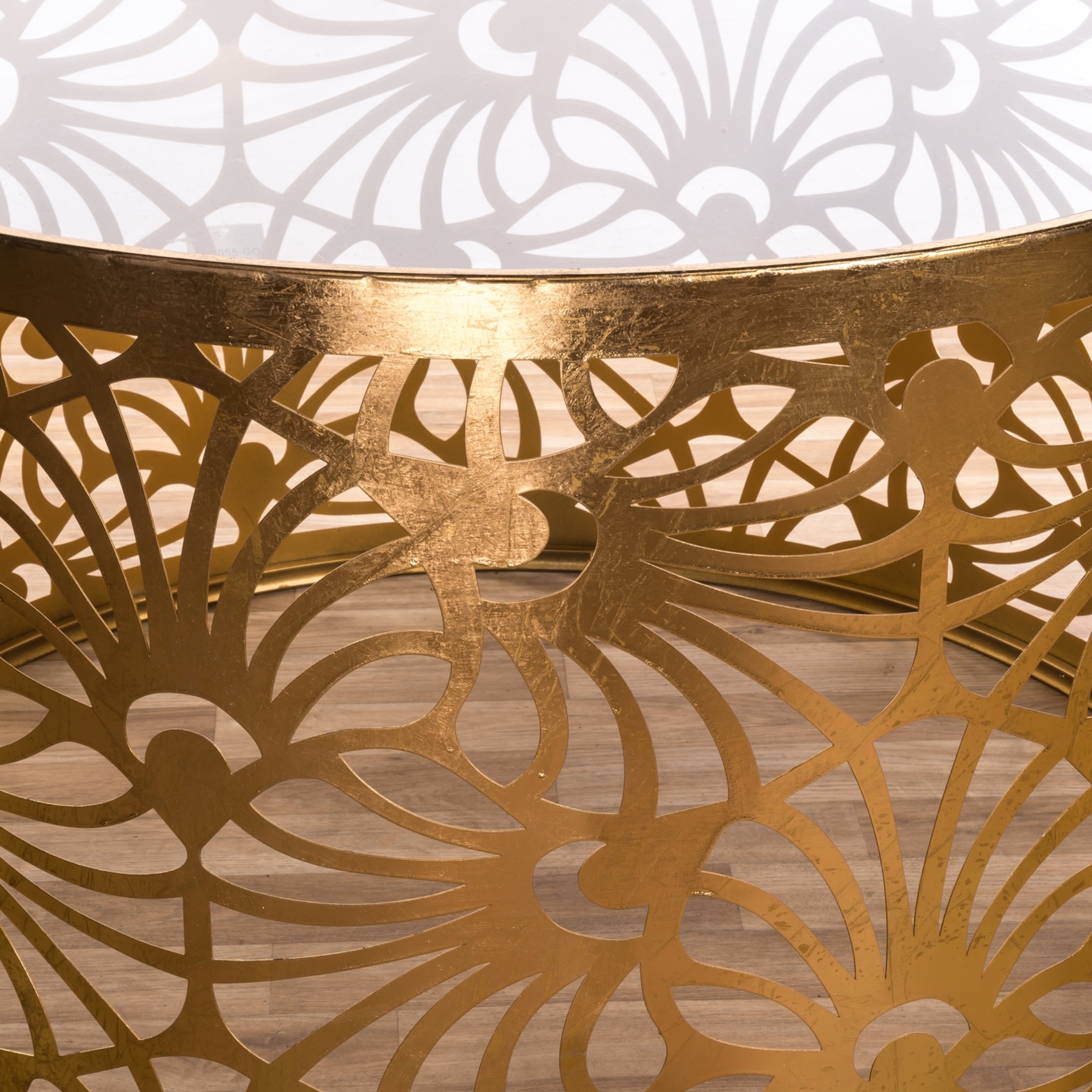 Gold Gilt Leaf Parisienne Metal Coffee Table 