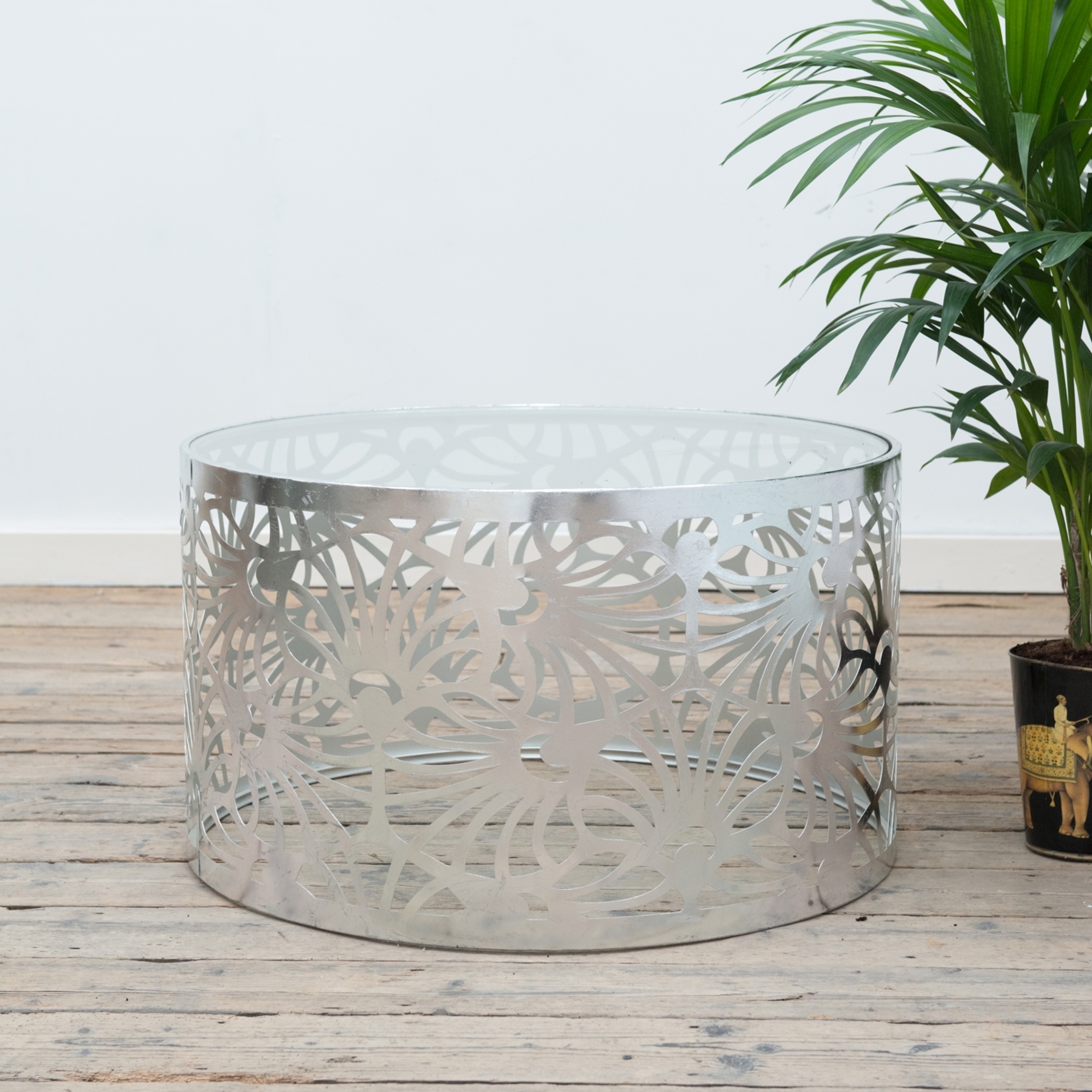 Gin Shu Metal Coffee Table - Silver Gilt Leaf