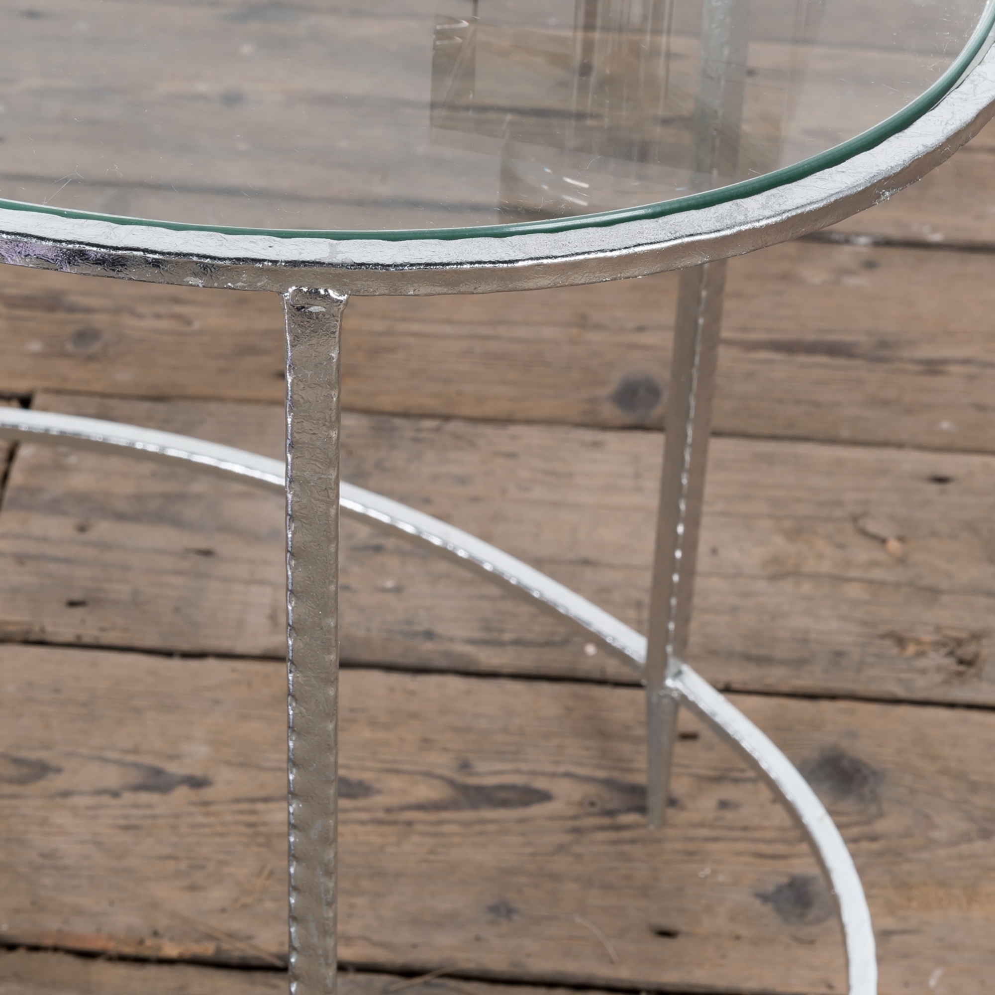 Silver Gilt Leaf Parisienne Metal Nests of Tables - set of two