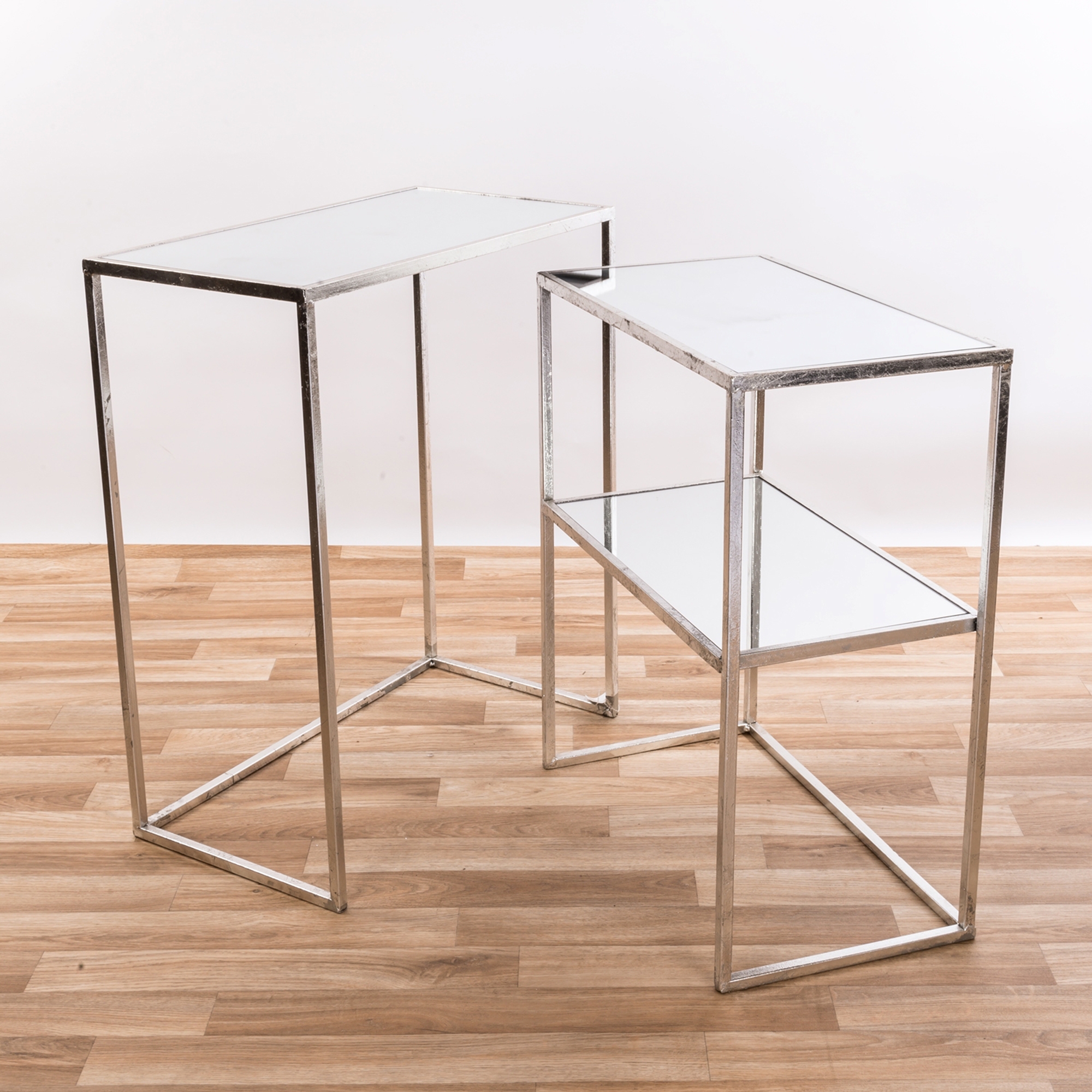 Gin Shu Metal Nest of Tables - Silver Gilt Leaf