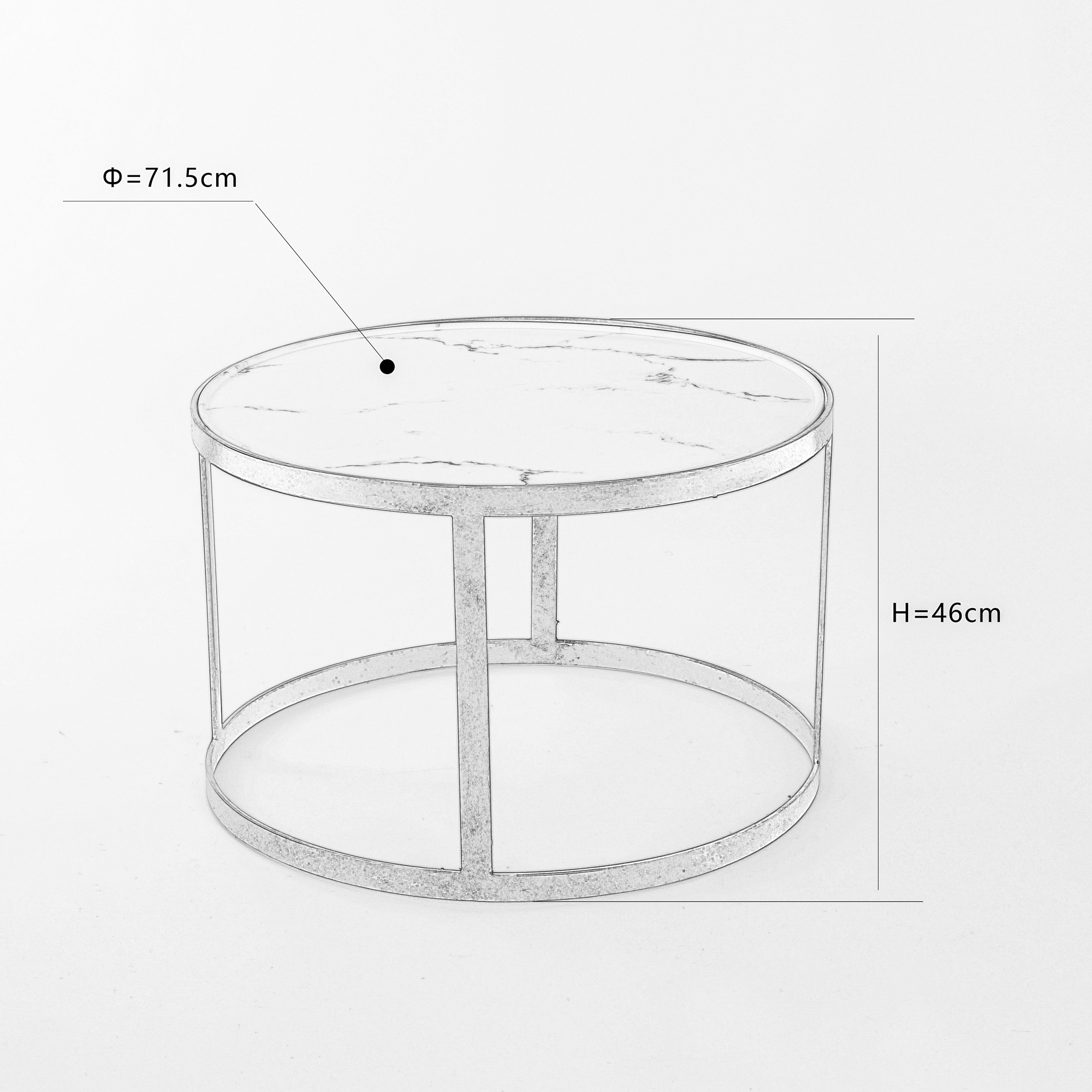 Gin Shu Metal Coffee Table - Gold Gilt Leaf