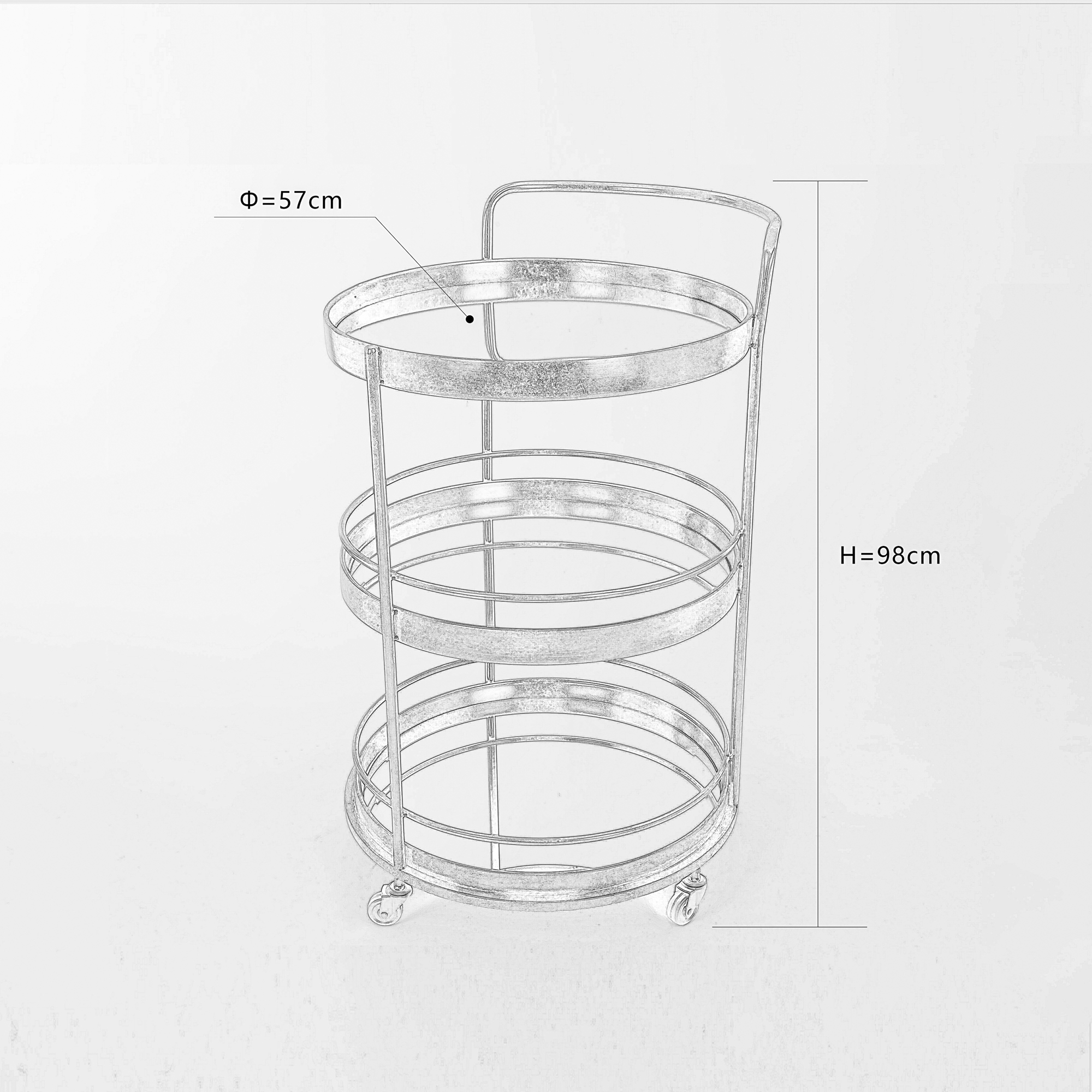 Gin Shu Metal Side Table - Gold Gilt Leaf