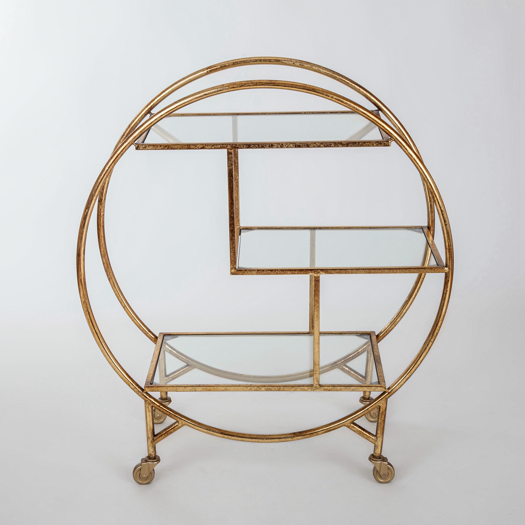 Gin Shu Metal Serving Trolley - Gold Gilt Leaf
