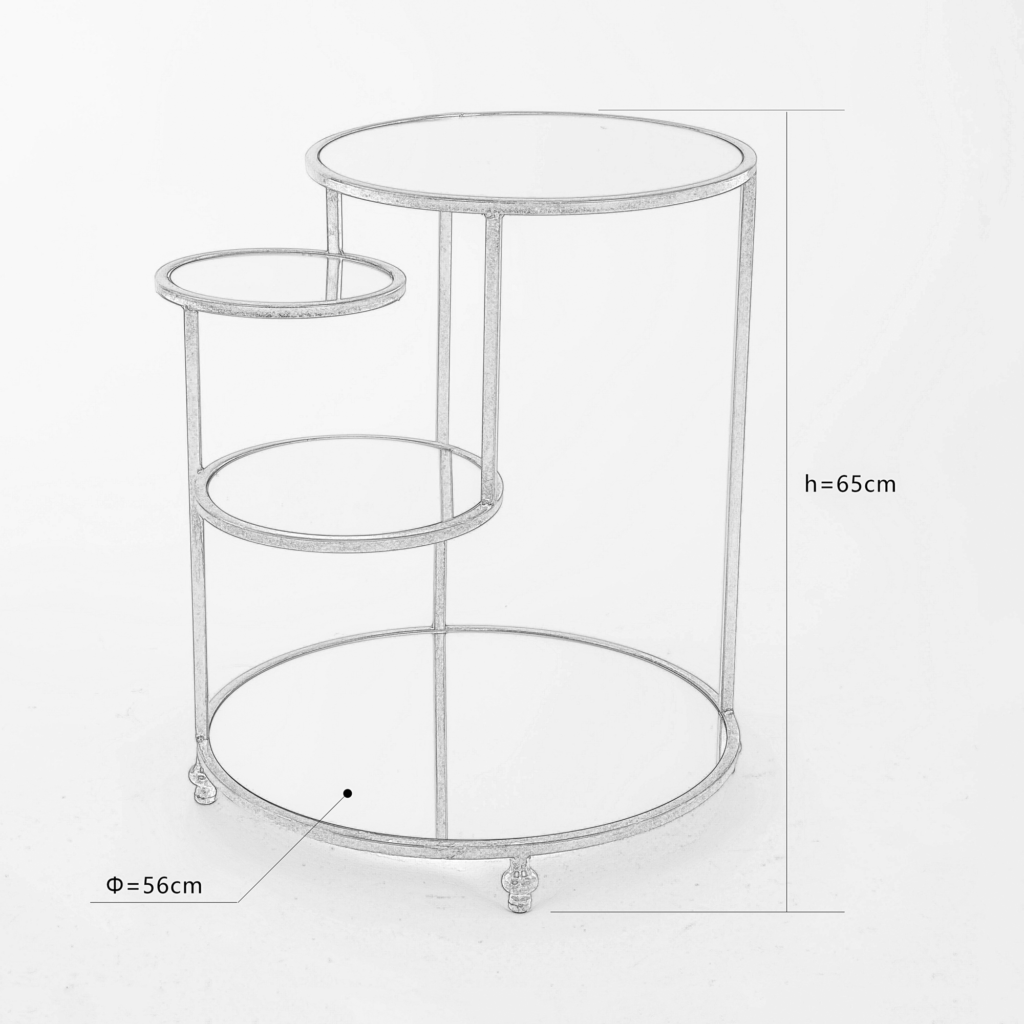 Gin Shu Metal Side Table - Gold Gilt Leaf