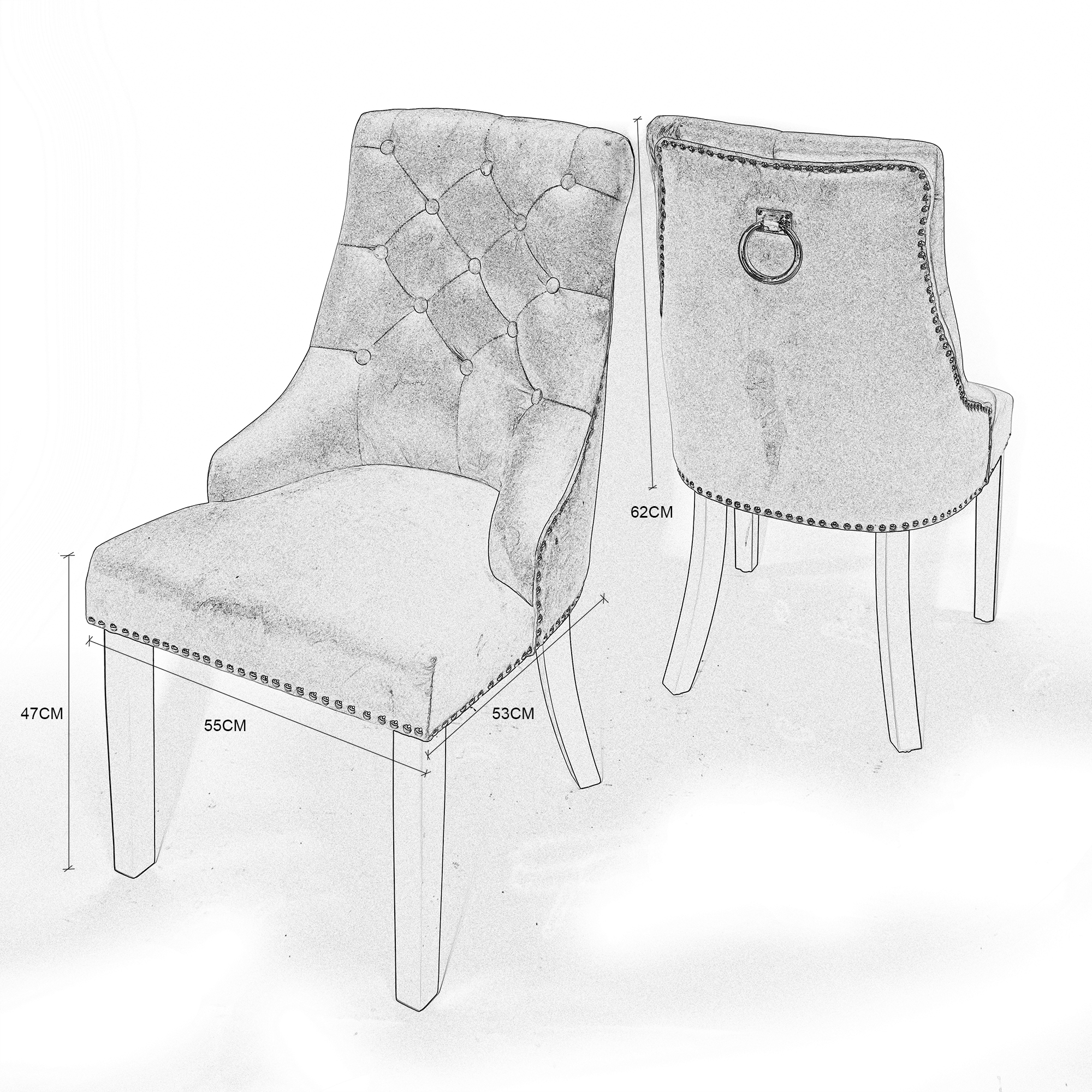 Black Velvet Dining Chair with Knocker and Chrome legs