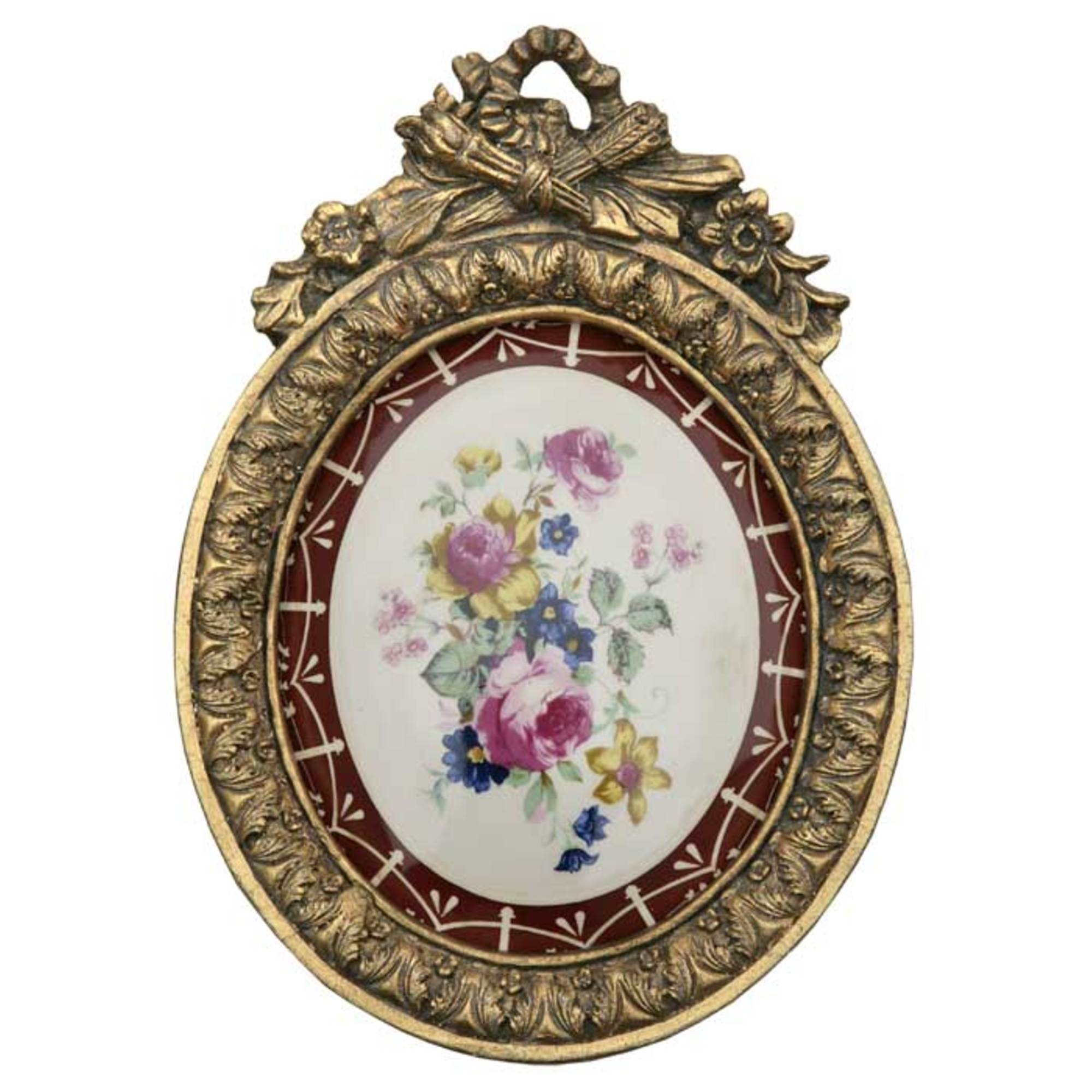 Gold Gilt Leaf Frame with pottery plaque