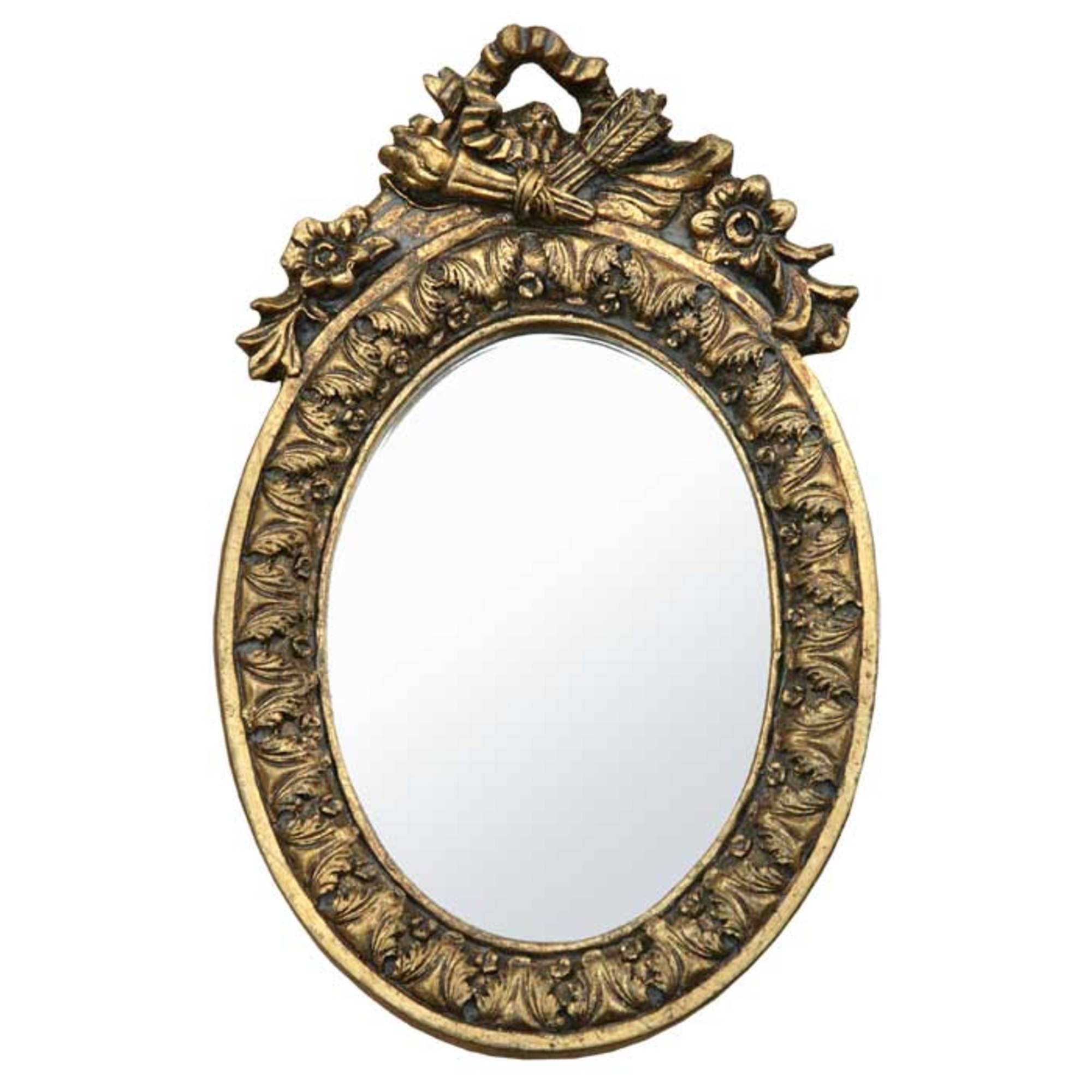Gold Gilt Leaf Quiver & Torch Oval Decorative Wall Bedroom Hall Mirror