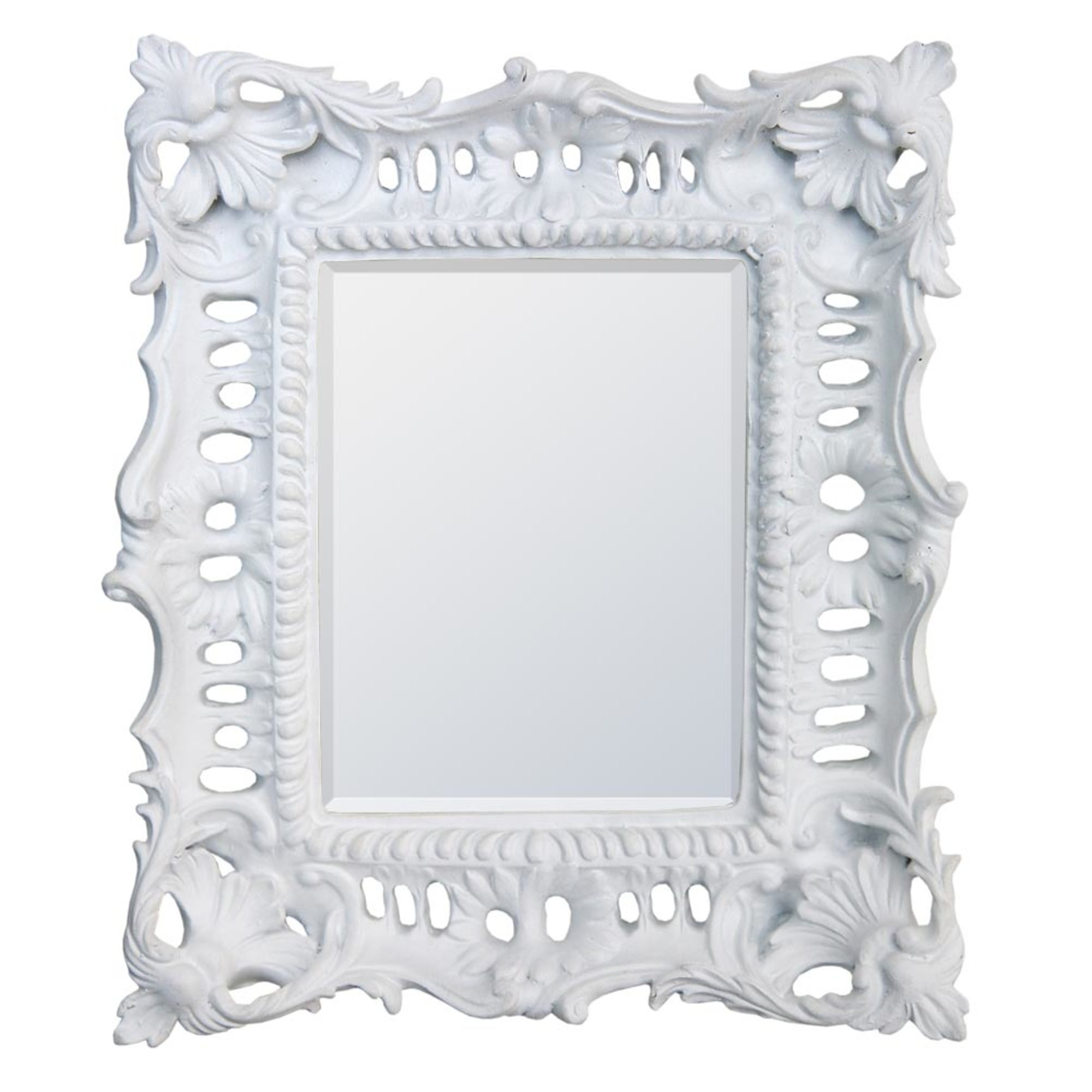 White Clay Paint Square Bevelled Decorative Wall Bedroom Hall Mirror