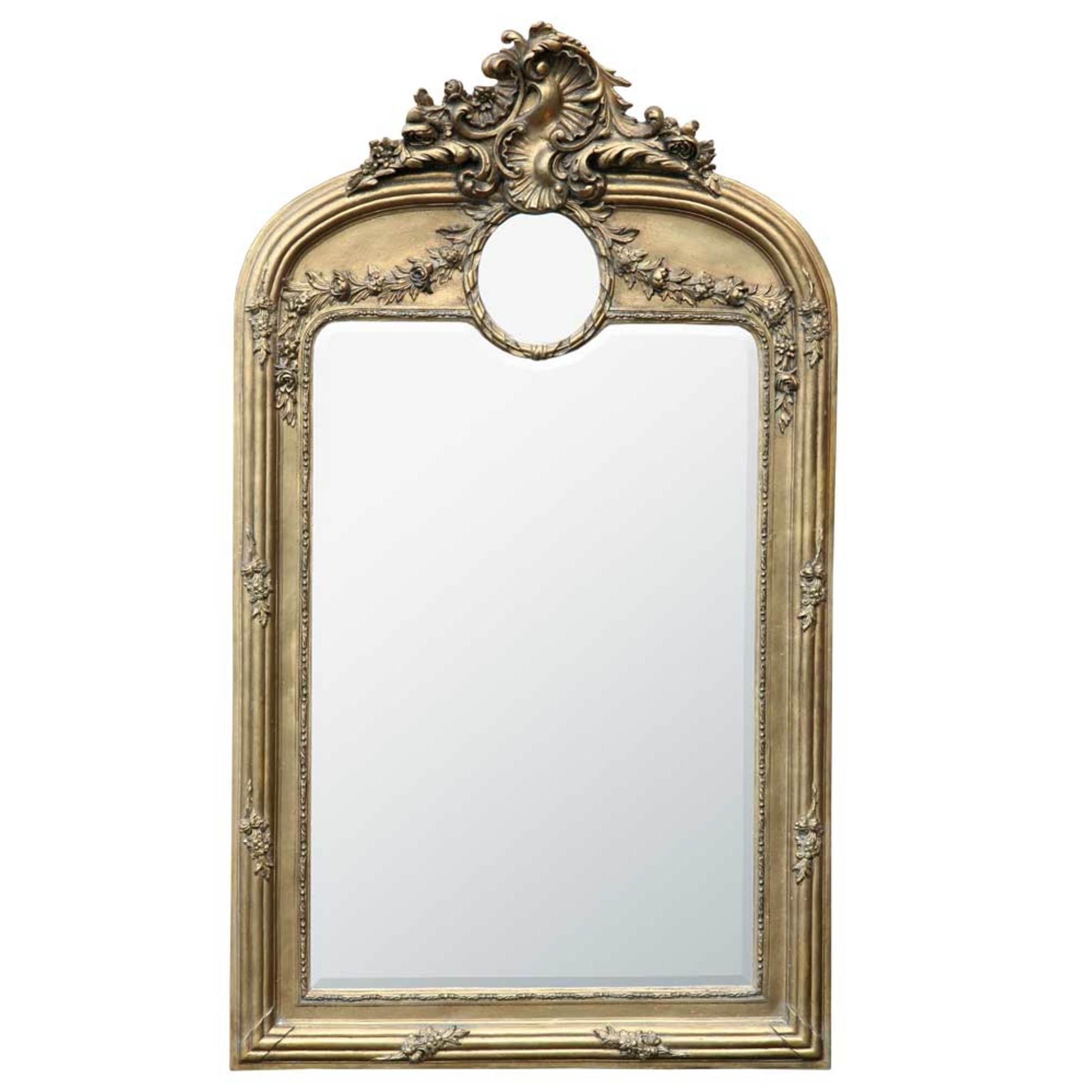 Gold Gilt Leaf Bevelled Mirror with Small Oval Mirror