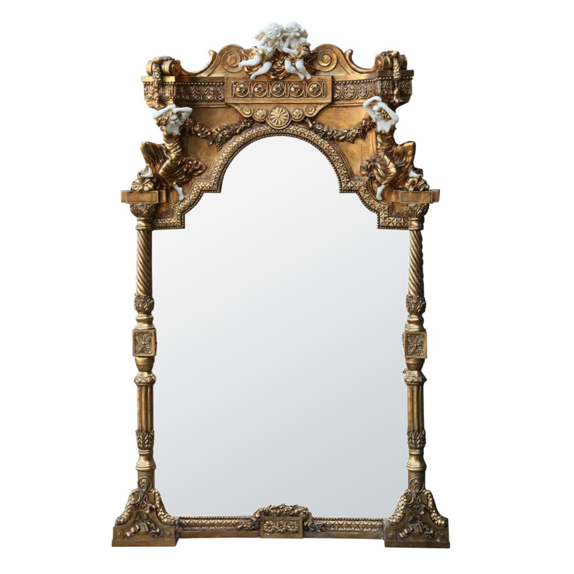 Gold Mirrors with white marble cherubs