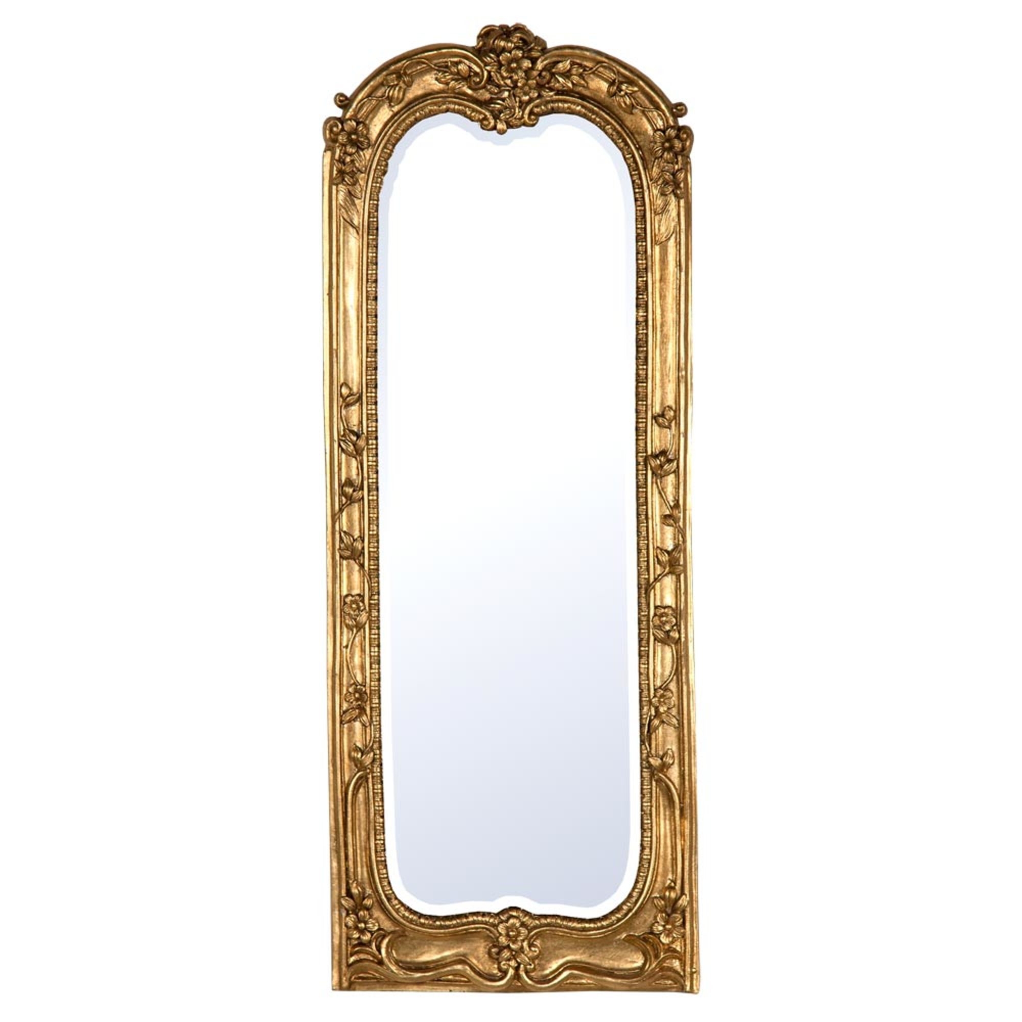 Gold Gilt Leaf Tall Slim Bevelled Decorative Wall Bedroom Hall Mirror