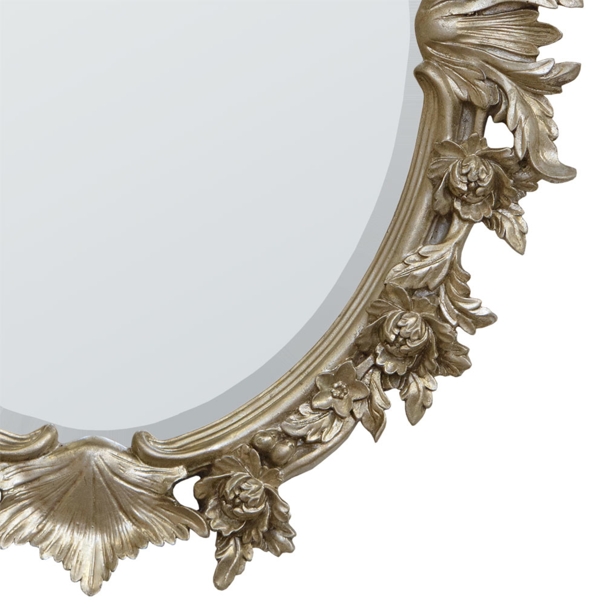Champagne Silver Gilt Leaf Oval frame w  mirror