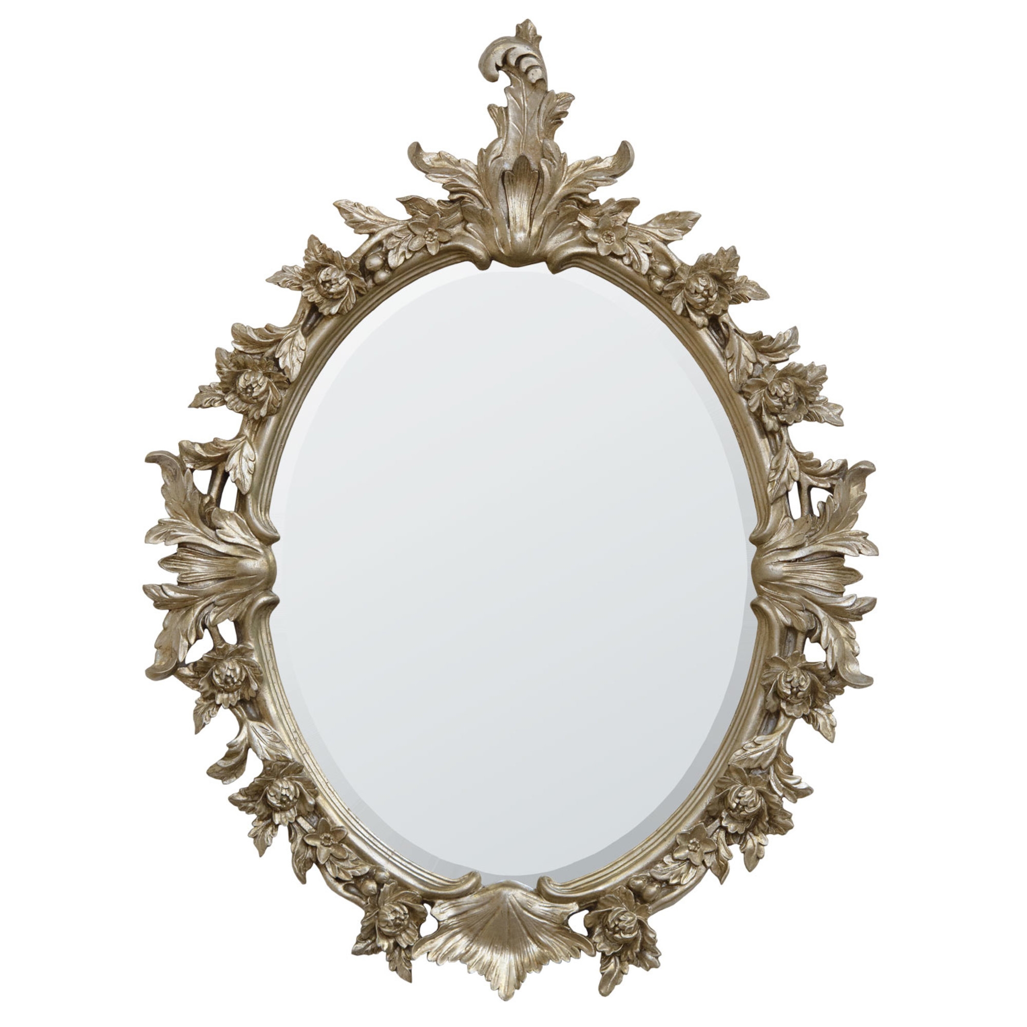 Champagne Silver Gilt Leaf Oval frame w  mirror