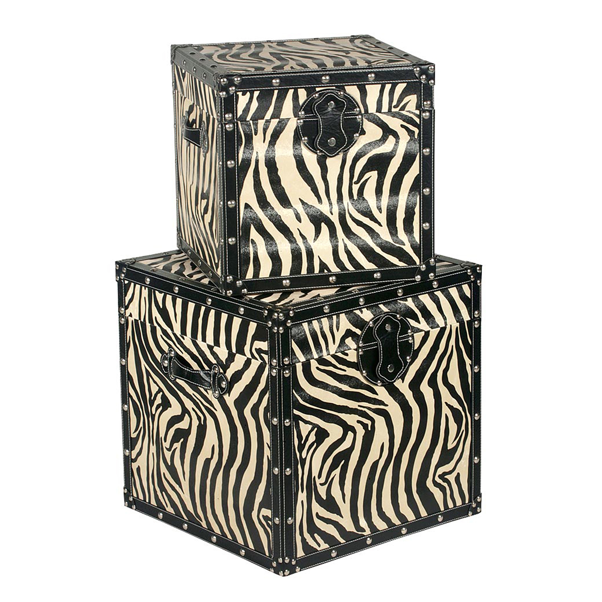 Grand Safari Zebra Trunk Set - Black and Cream 