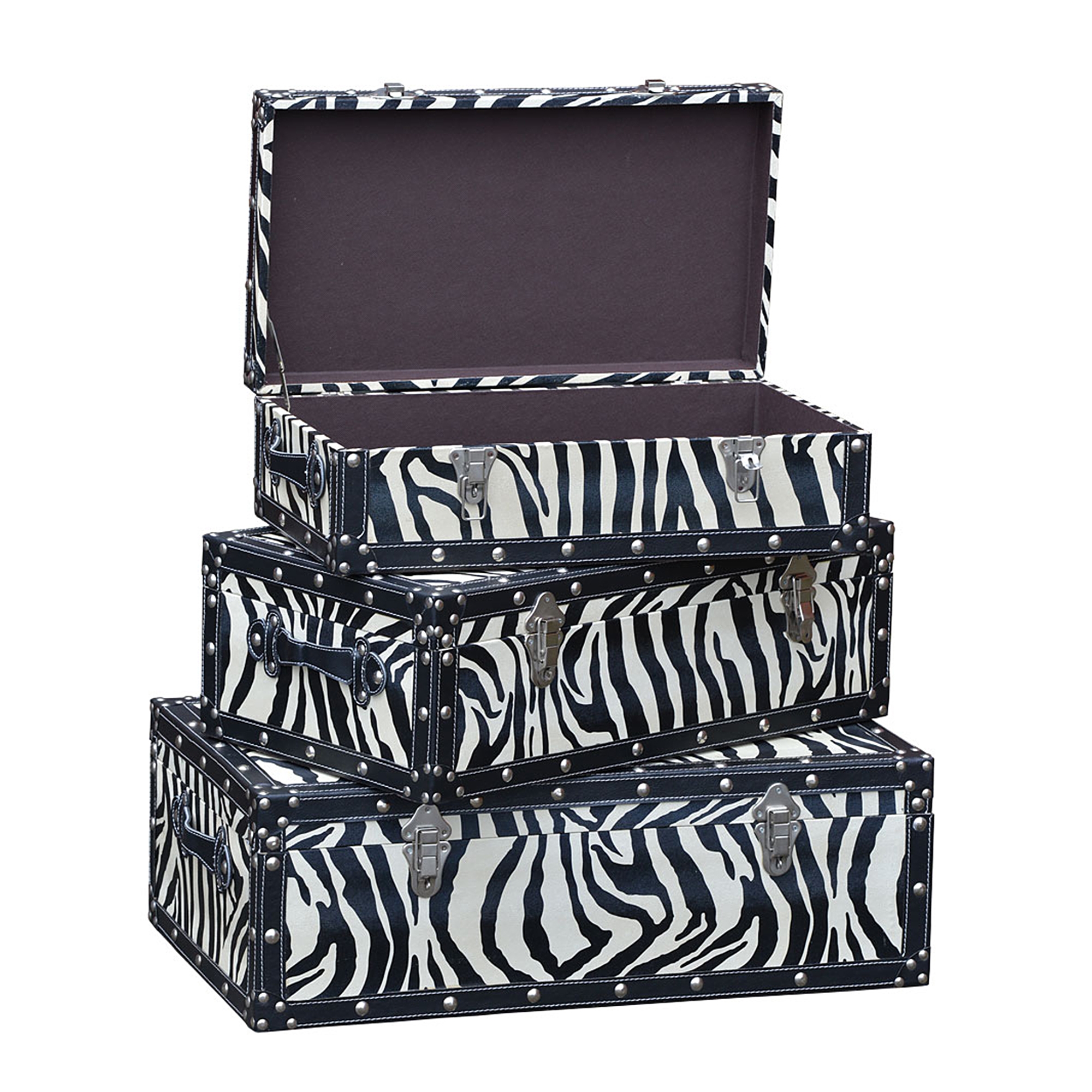 Grand Safari Zebra Trunk Set - Black and White