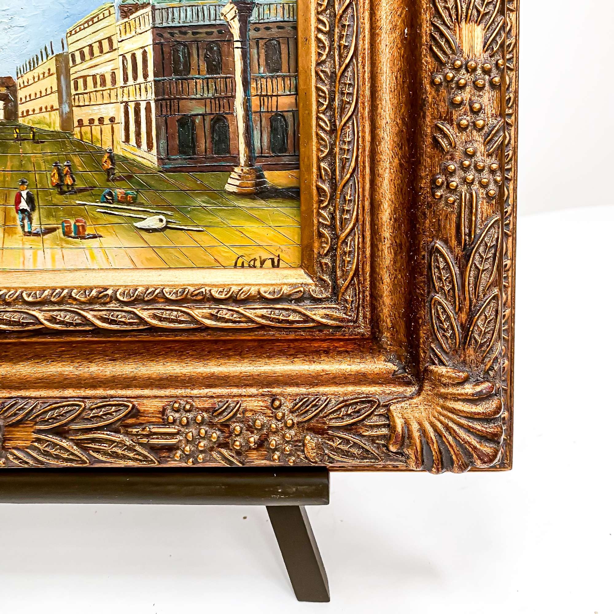 Vintage Gold Painting Wall Art - Beach Town