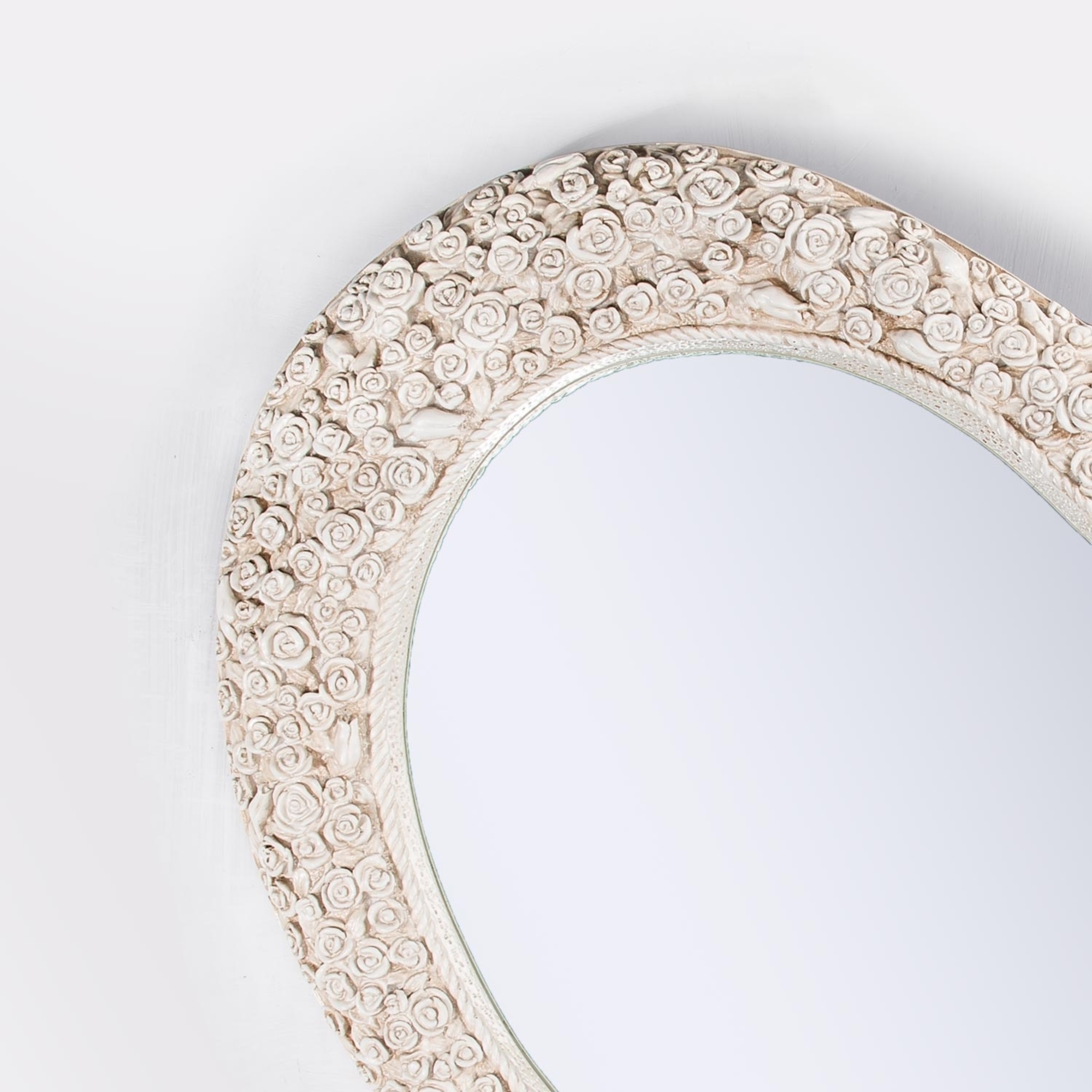 Antique White Heart Mirror