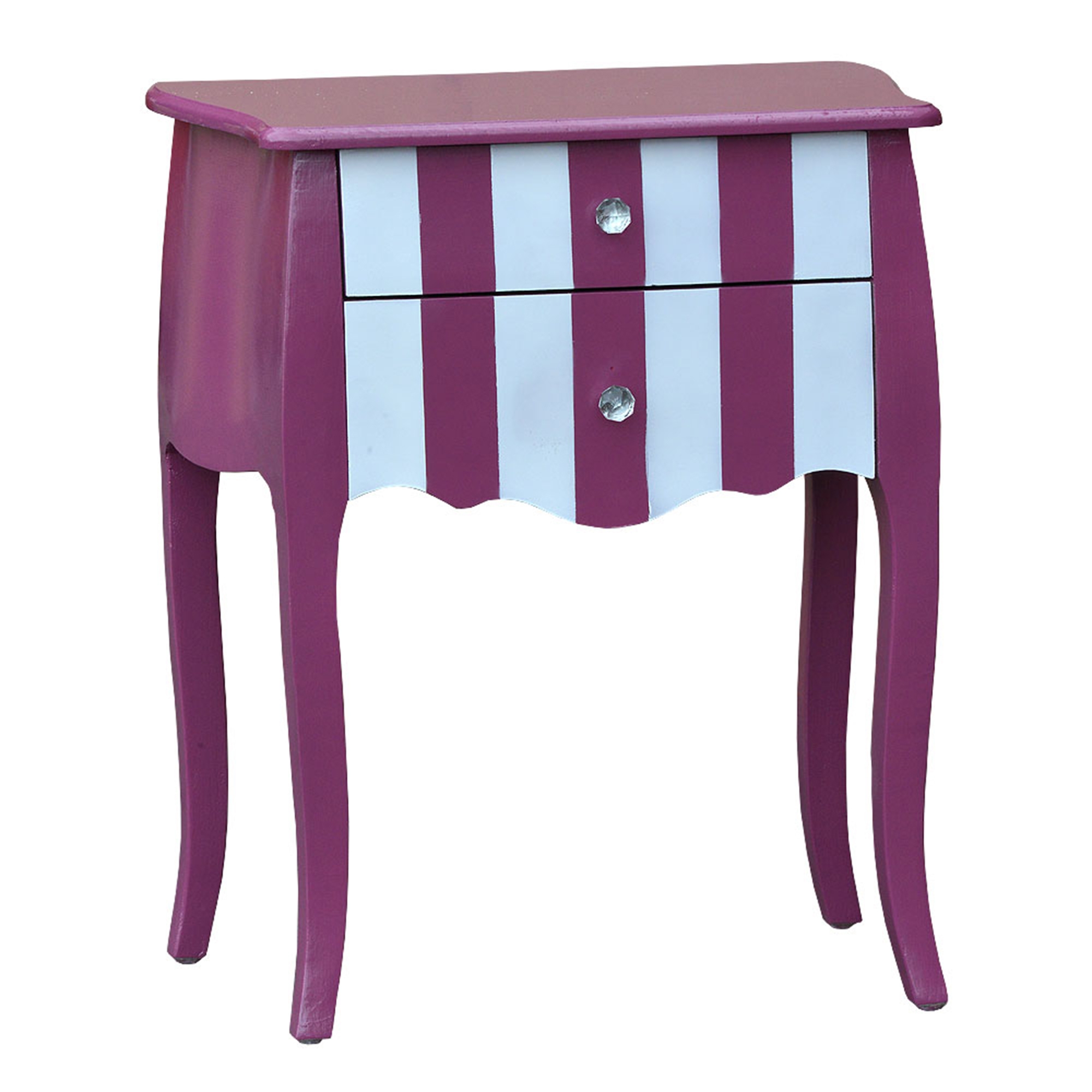 Parallels Bedside Table - Pink and White