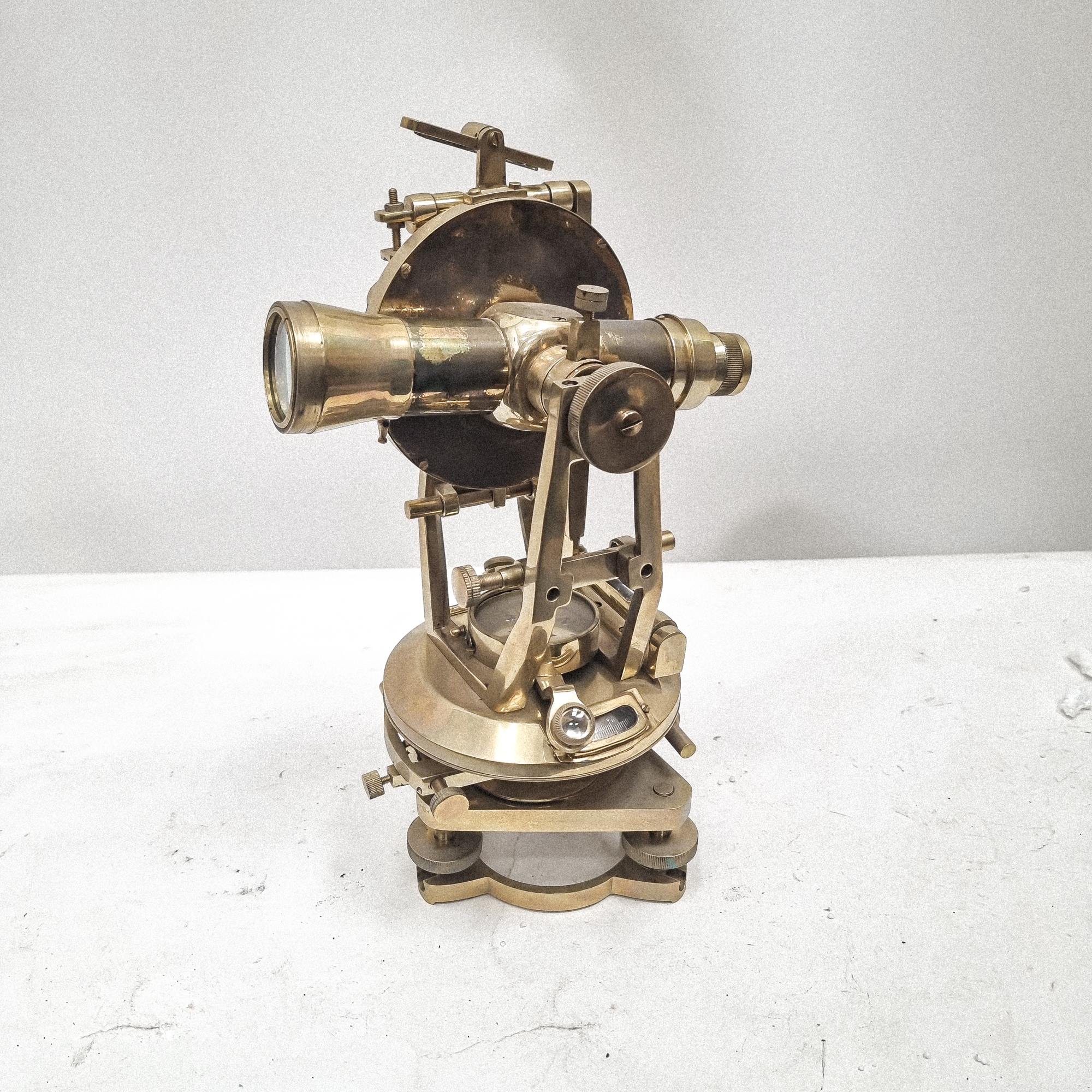 Large Brass Theodolite with Wooden Box 