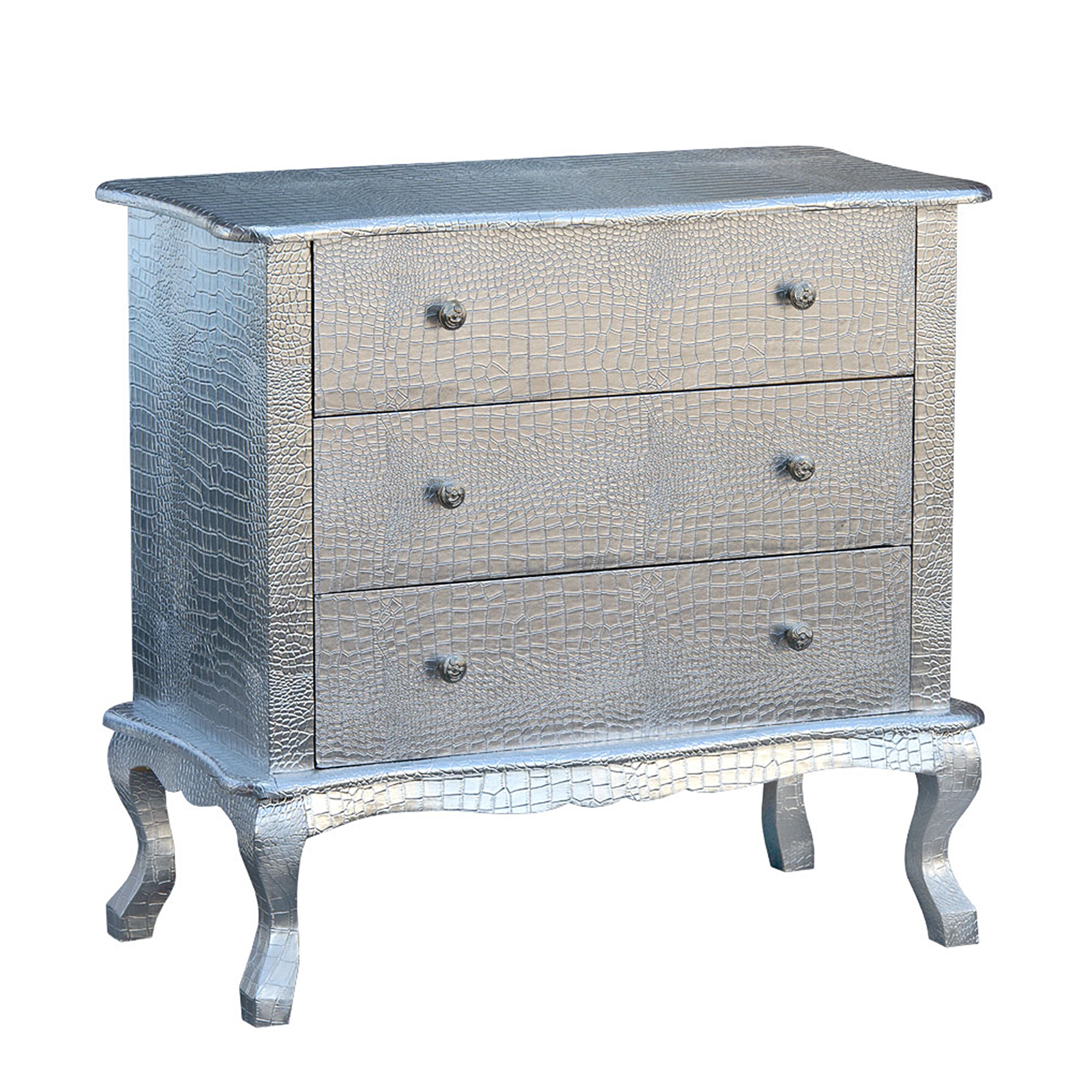 Mock Croc Chest of Drawers - Silver