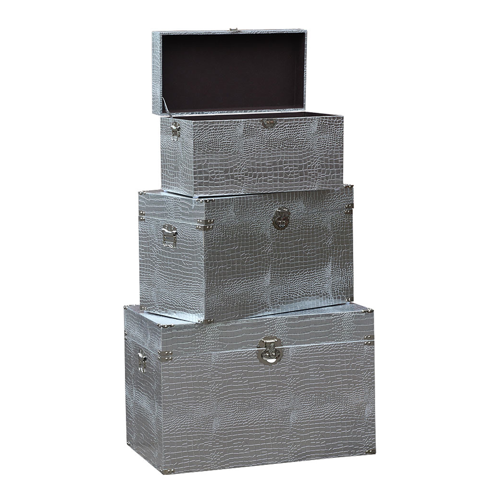 Mock Croc Trunk Set - Silver