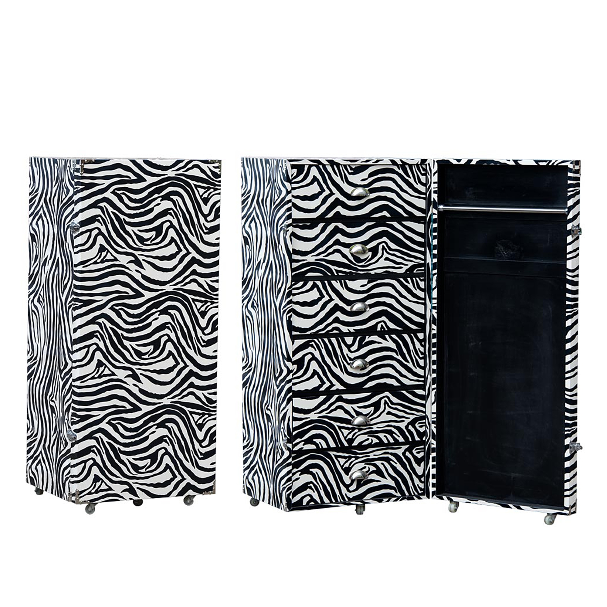 Grand Safari Zebra Luggage Trunk - Black and White