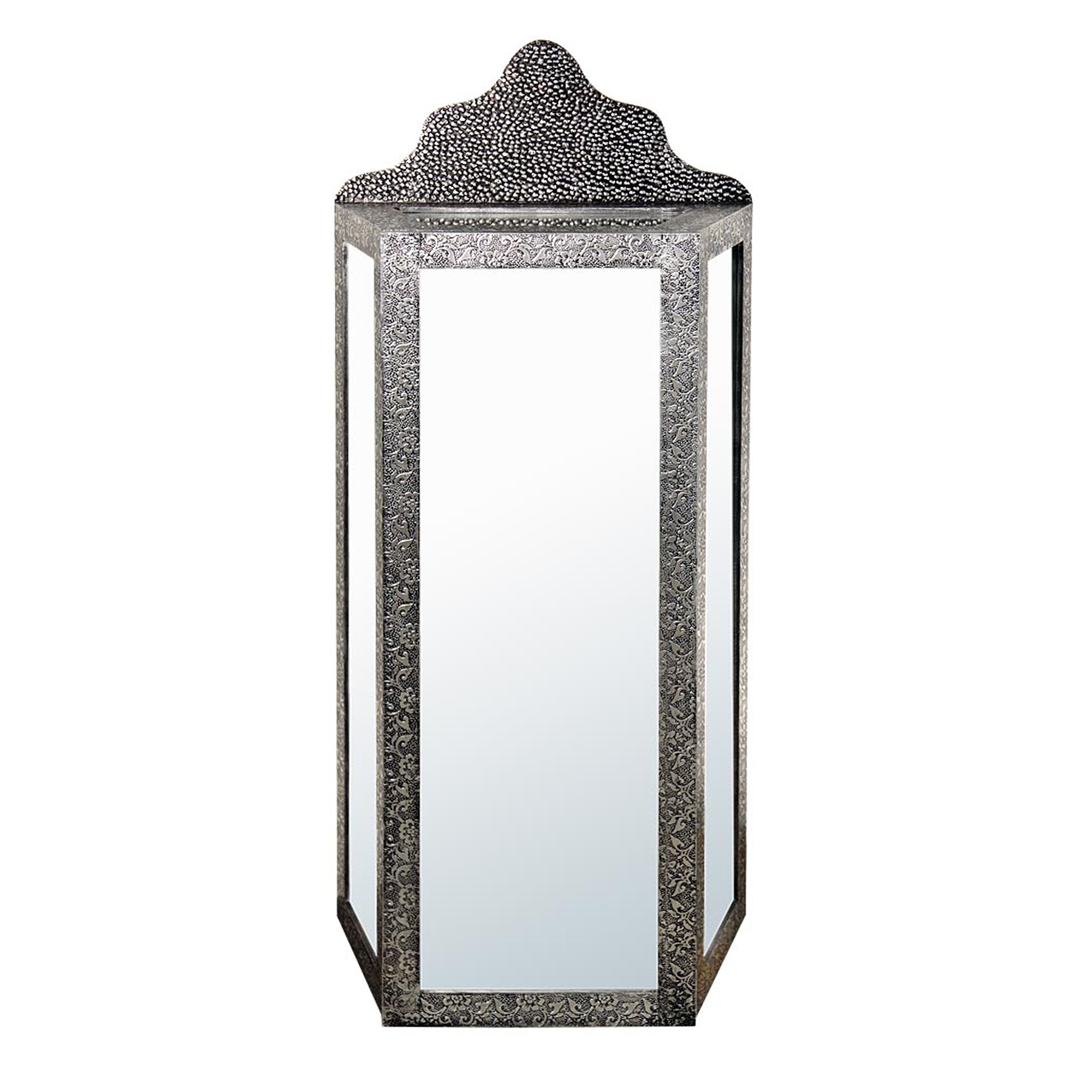 Chaandhi Kar Metal Embossed Mirrored Cabinet - Blackened Silver
