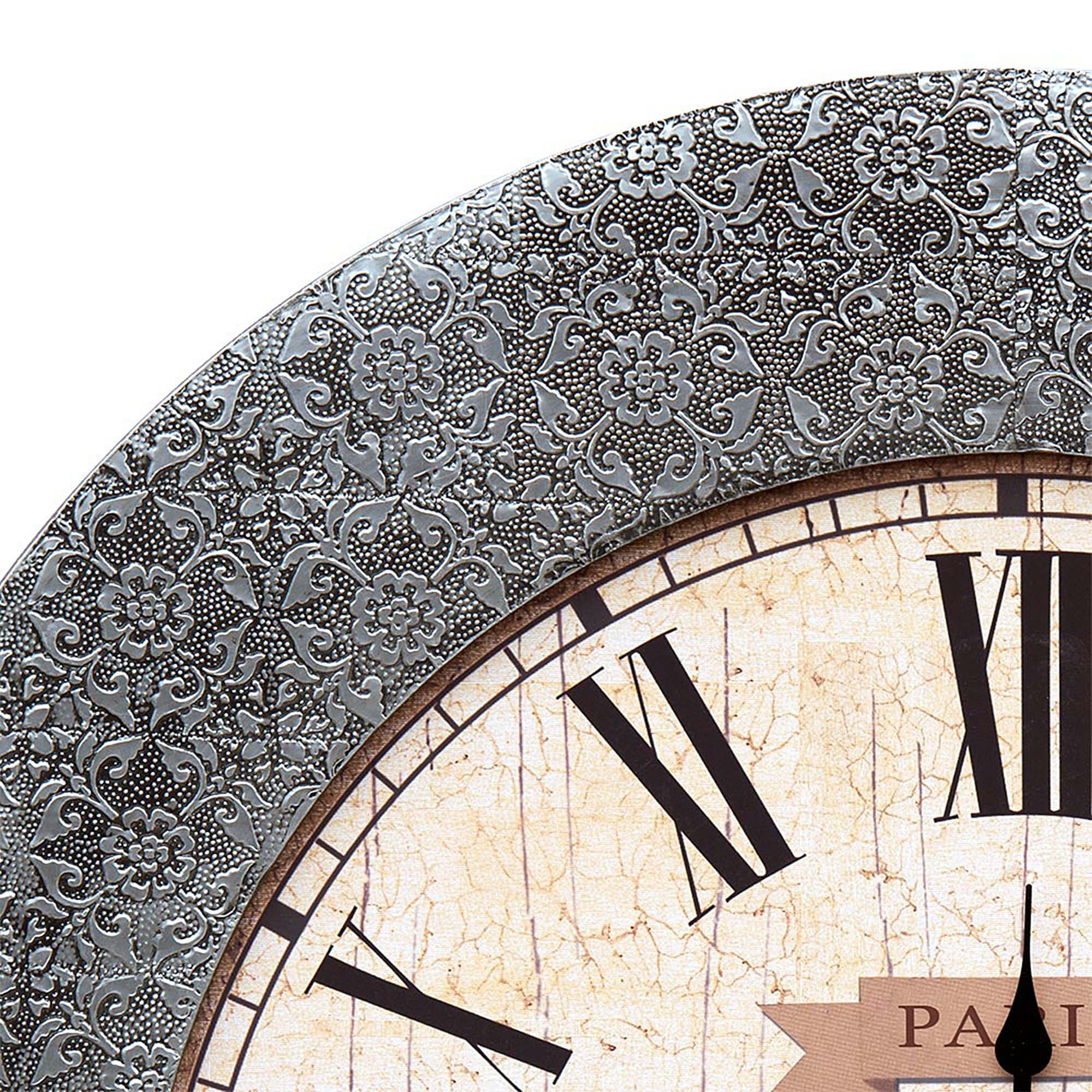Chaandhi Kar Metal Embossed Clock - Blackened Silver